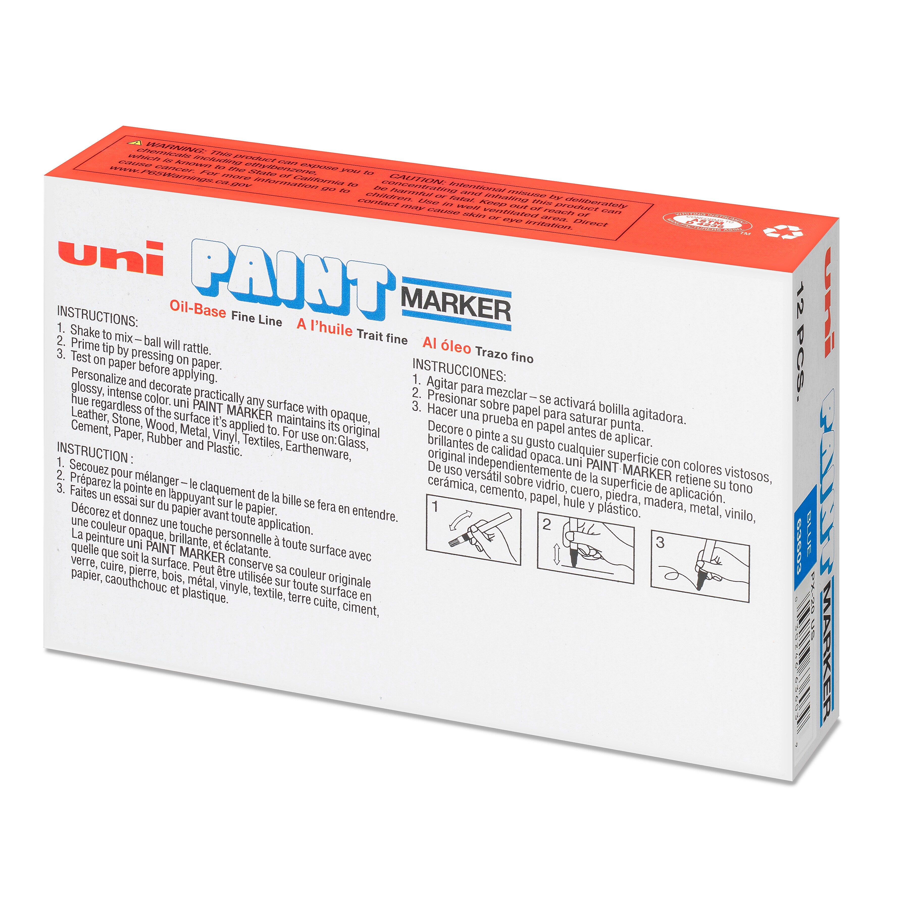 Uni Paint Marker, Bullet Point, Blue, Dozen