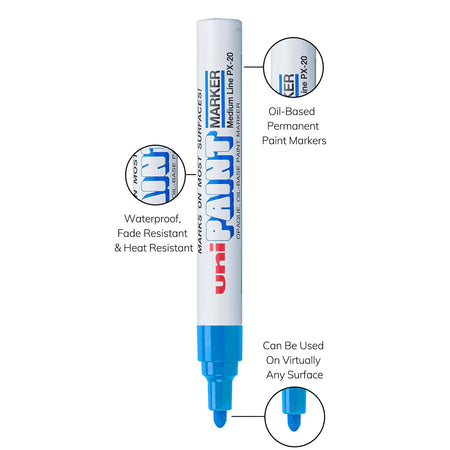 uni PAINT PX-20 Oil-Based Marker, Medium Tip, Blue