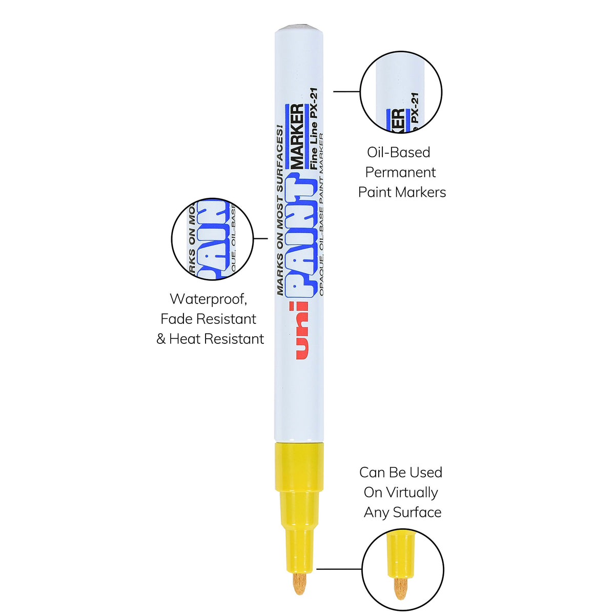 uni PAINT PX-21 Oil-Based Paint Marker, Fine Line, Yellow