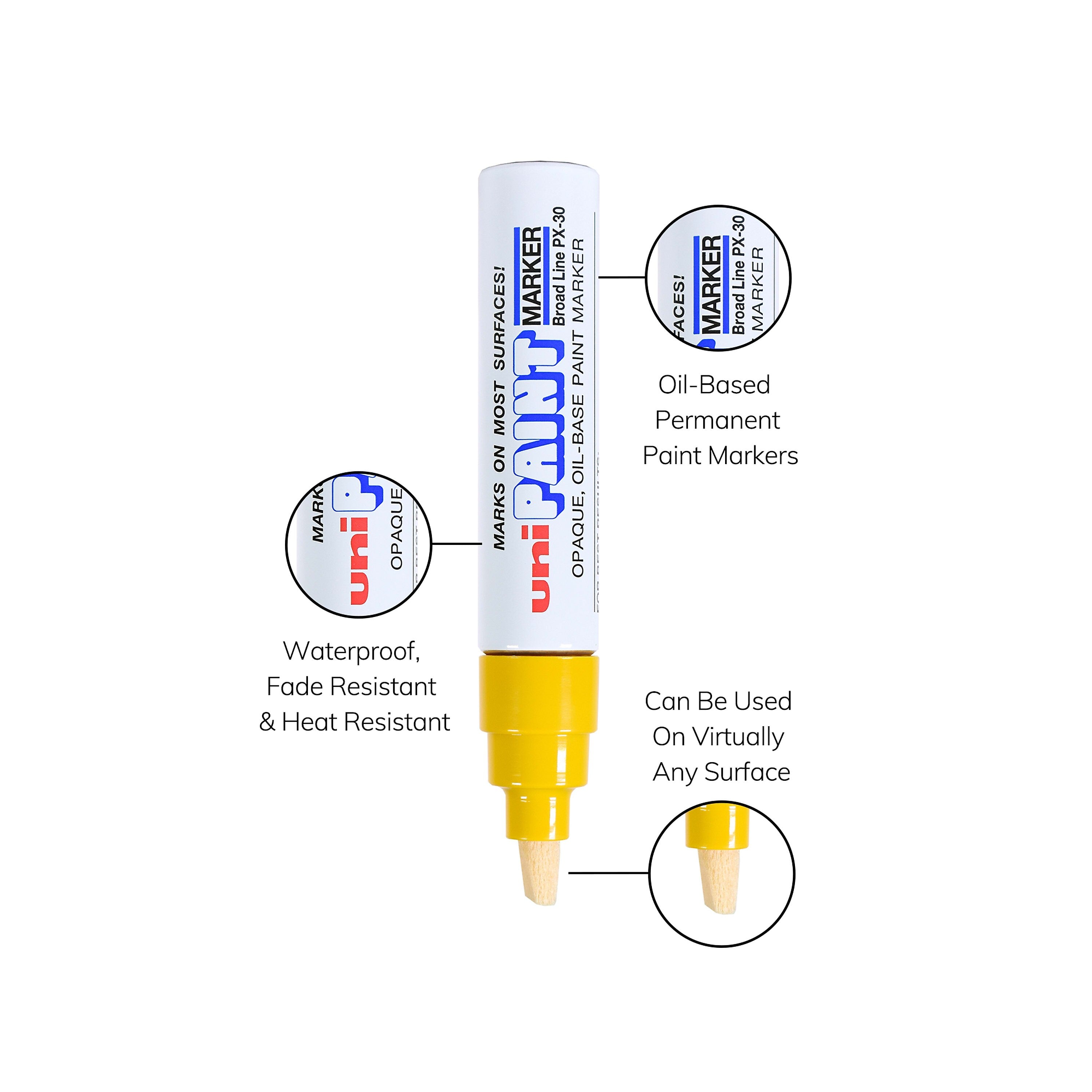 uni PAINT PX-30 Oil-Based Paint Marker, Broad Line, Yellow