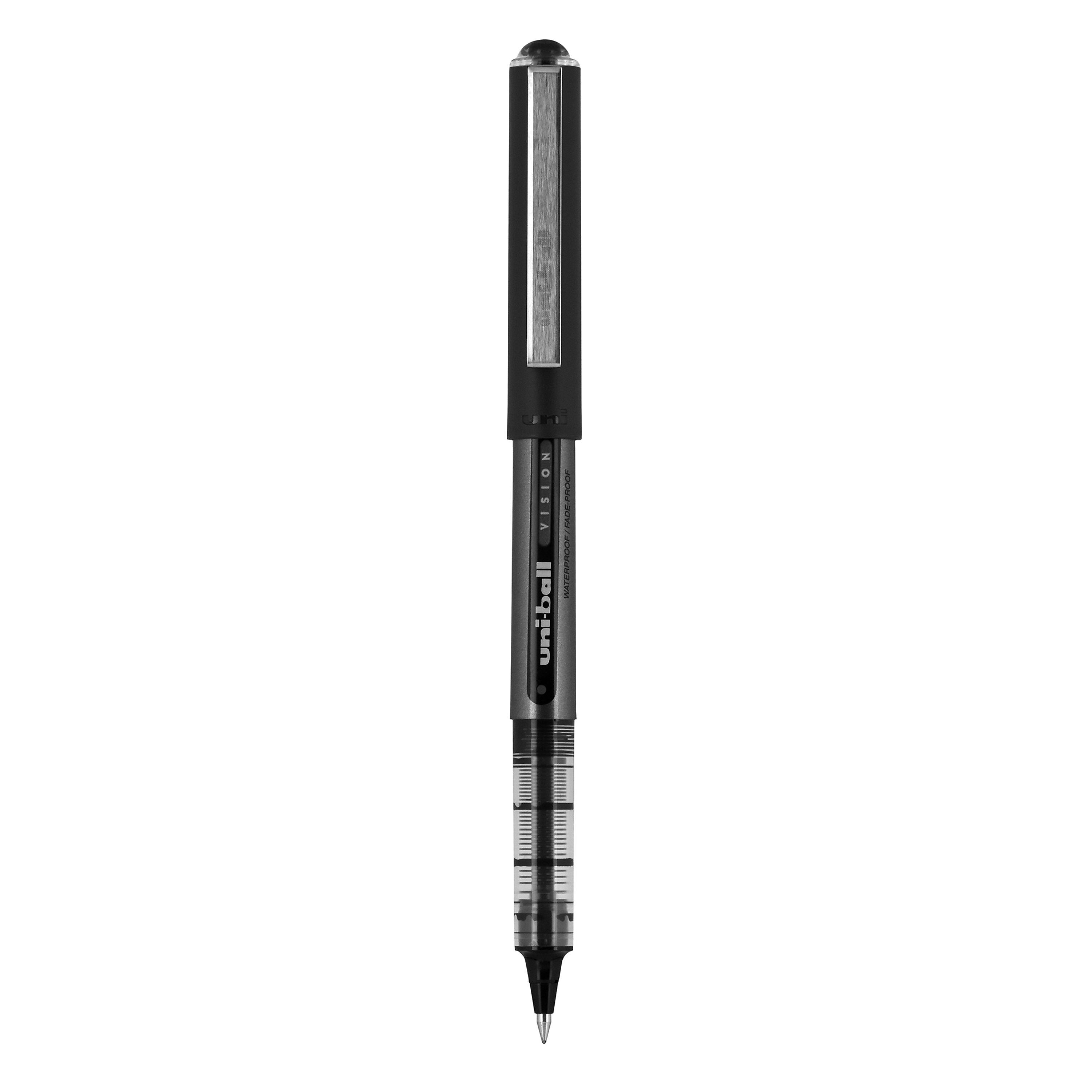 Uni Vision Rollerball Pen,Micro Point, Black Ink, Dozen