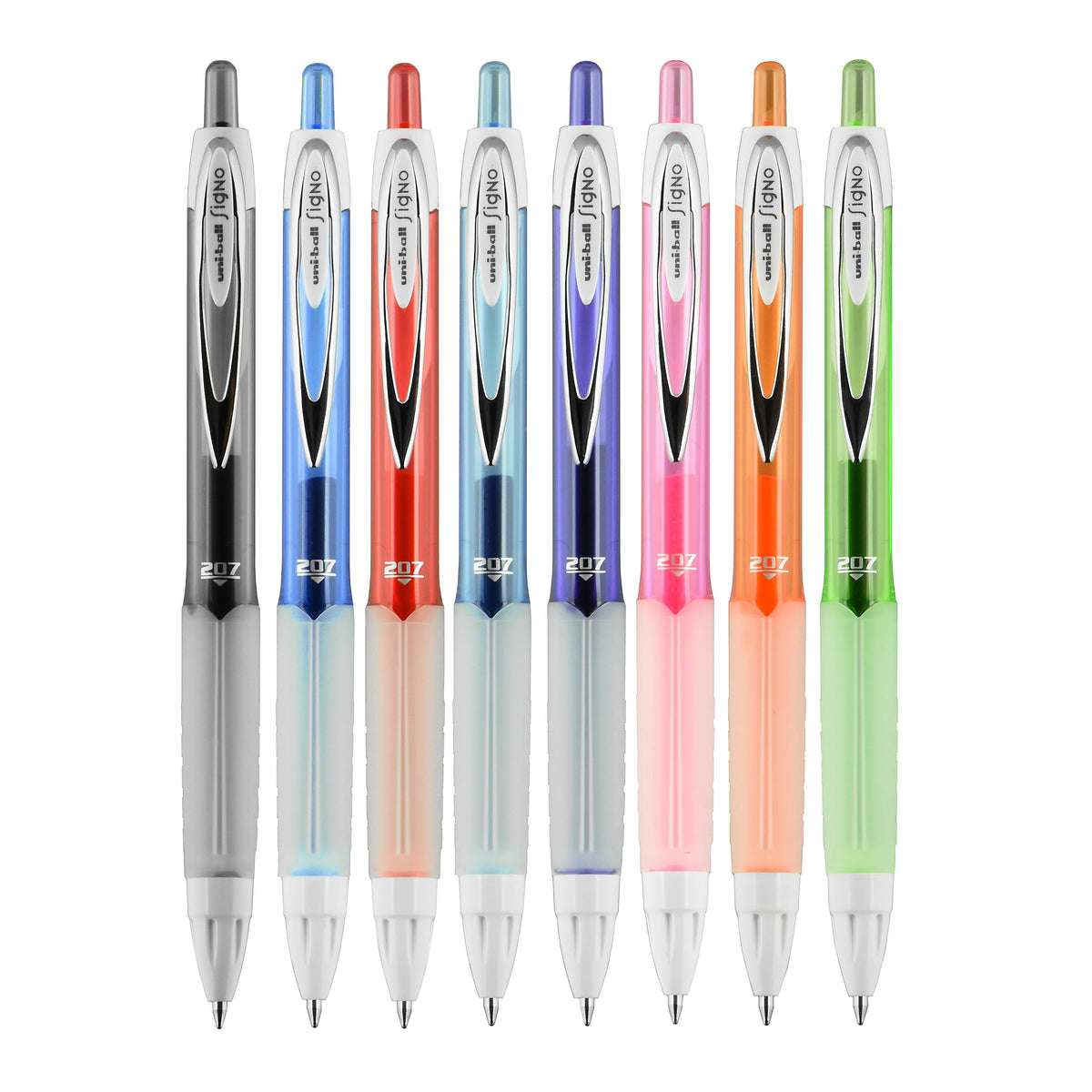 uniball 207 Fashion Retractable Gel Pens, Medium Point, 0.7mm, Assorted Ink, 8/Pack