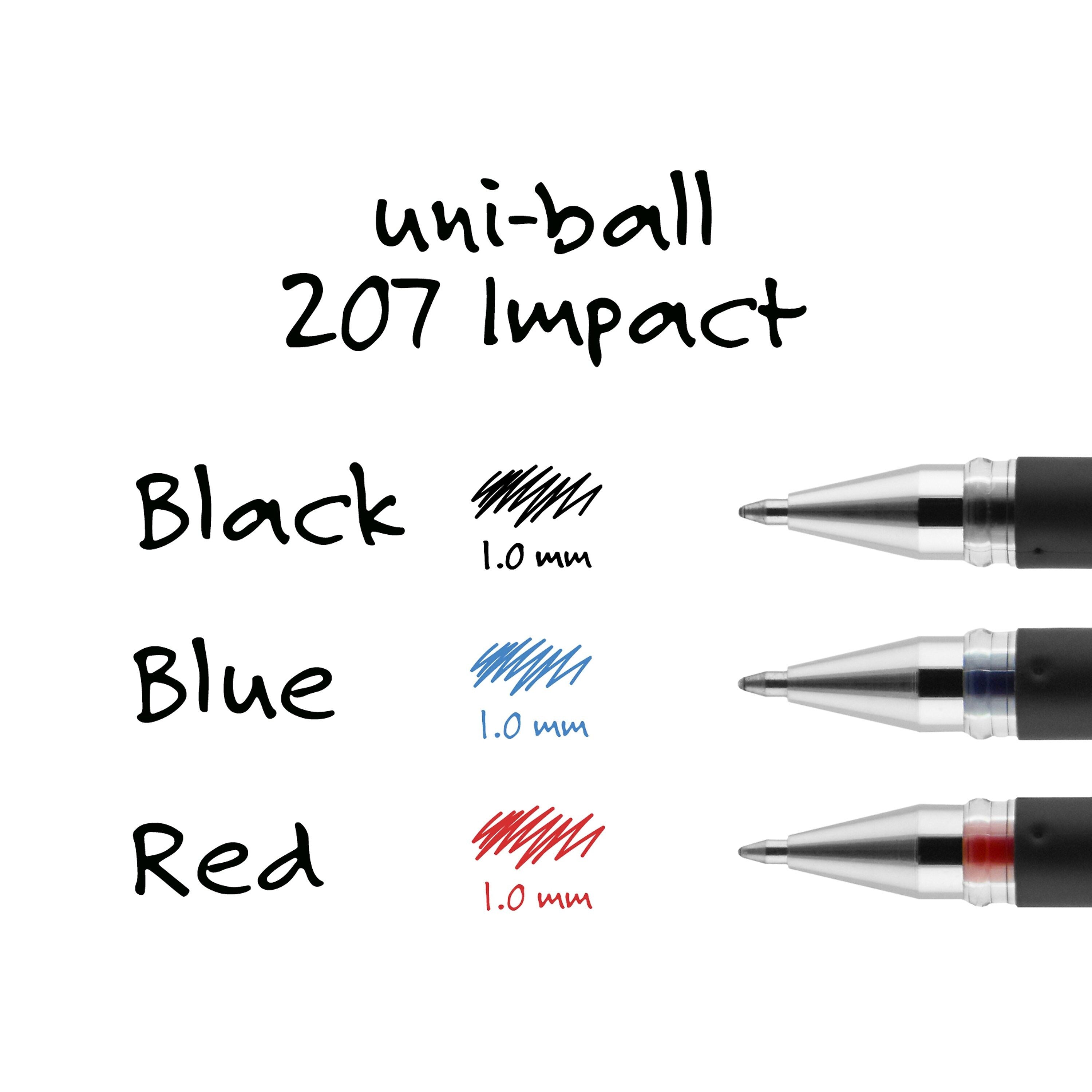 uniball 207 Impact Gel Pens, Bold Point, 1.0mm, Blue Ink