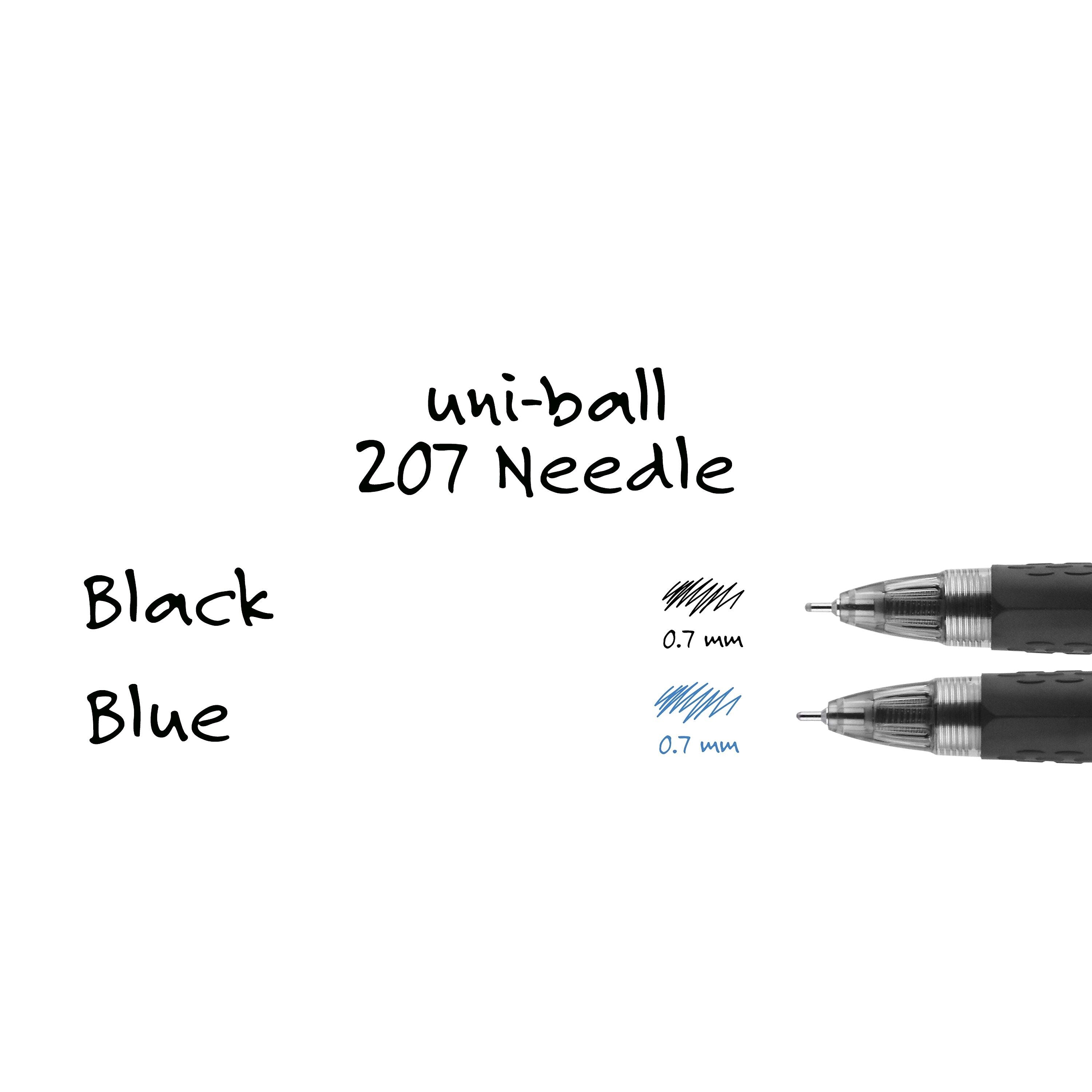 uniball 207 Needle Retractable Gel Pens, Medium Point, 0.7mm, Black Ink, Dozen