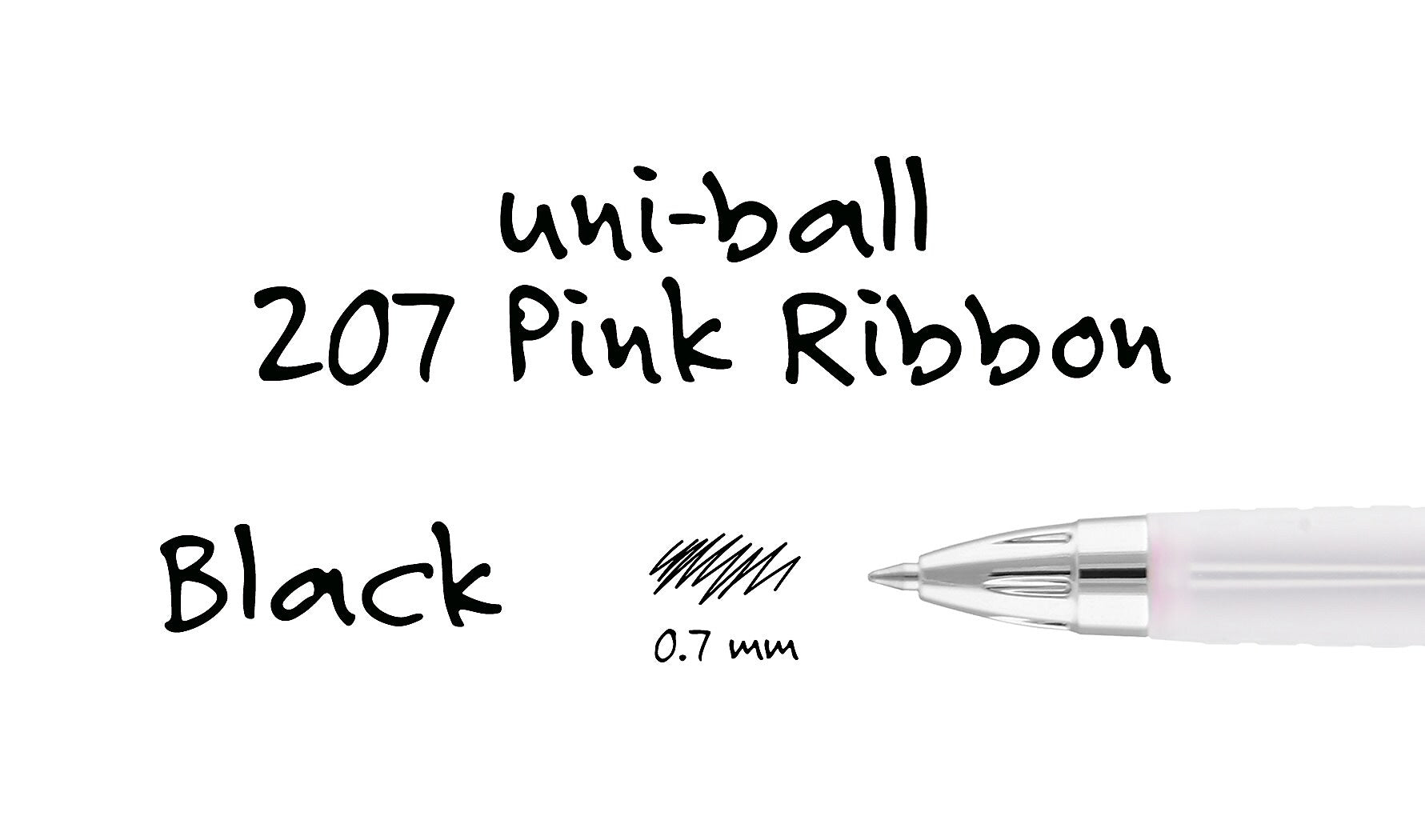 uniball 207 Pink Ribbon Retractable Gel Pens, Medium Point, 0.7mm, Black, 2/Pack