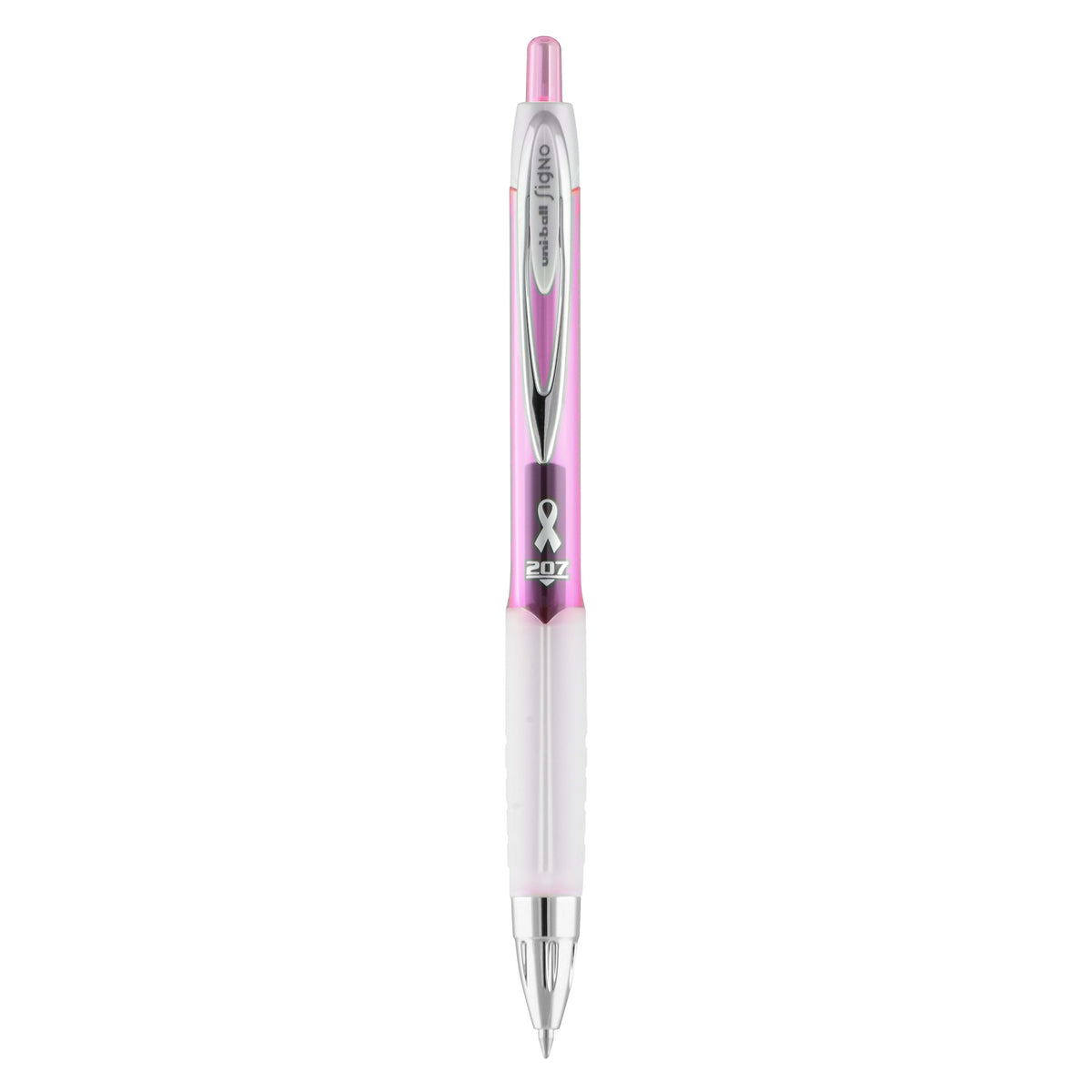 uniball 207 Pink Ribbon Retractable Gel Pens, Medium Point, 0.7mm, Black Ink, Dozen