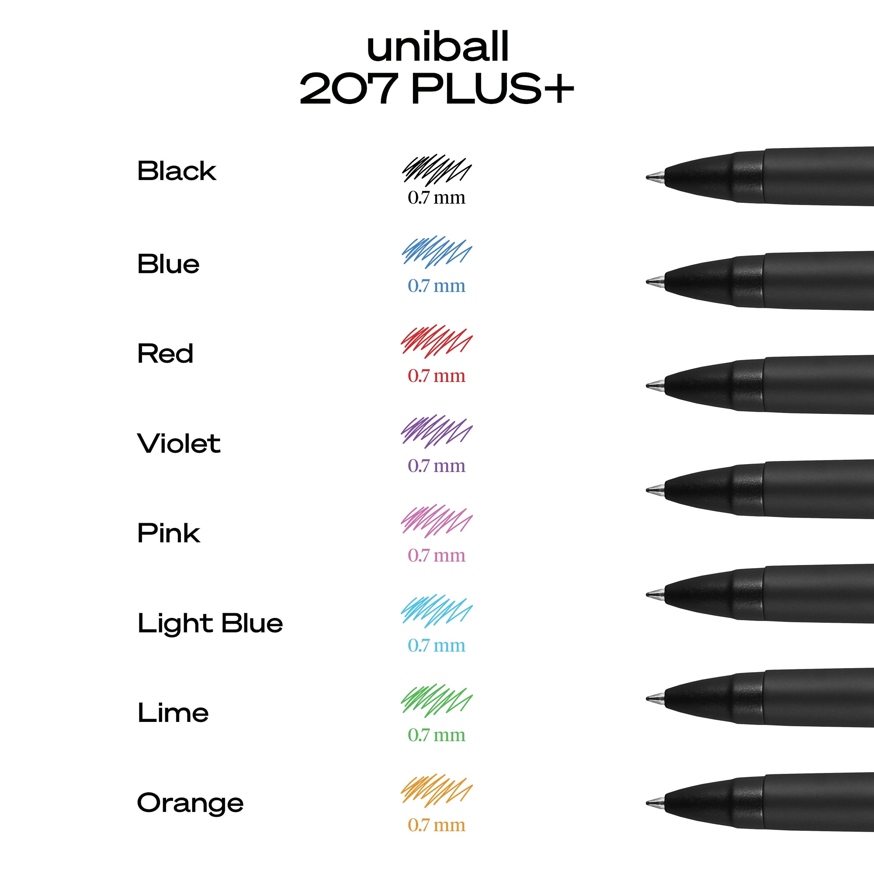 uniball 207 Plus+ Retractable Gel Pens, Medium Point, 0.7mm, Black Ink, Dozen