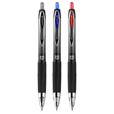 uniball 207 Plus+ Retractable Gel Pens, Medium Point, 0.7mm, Black Ink, Dozen