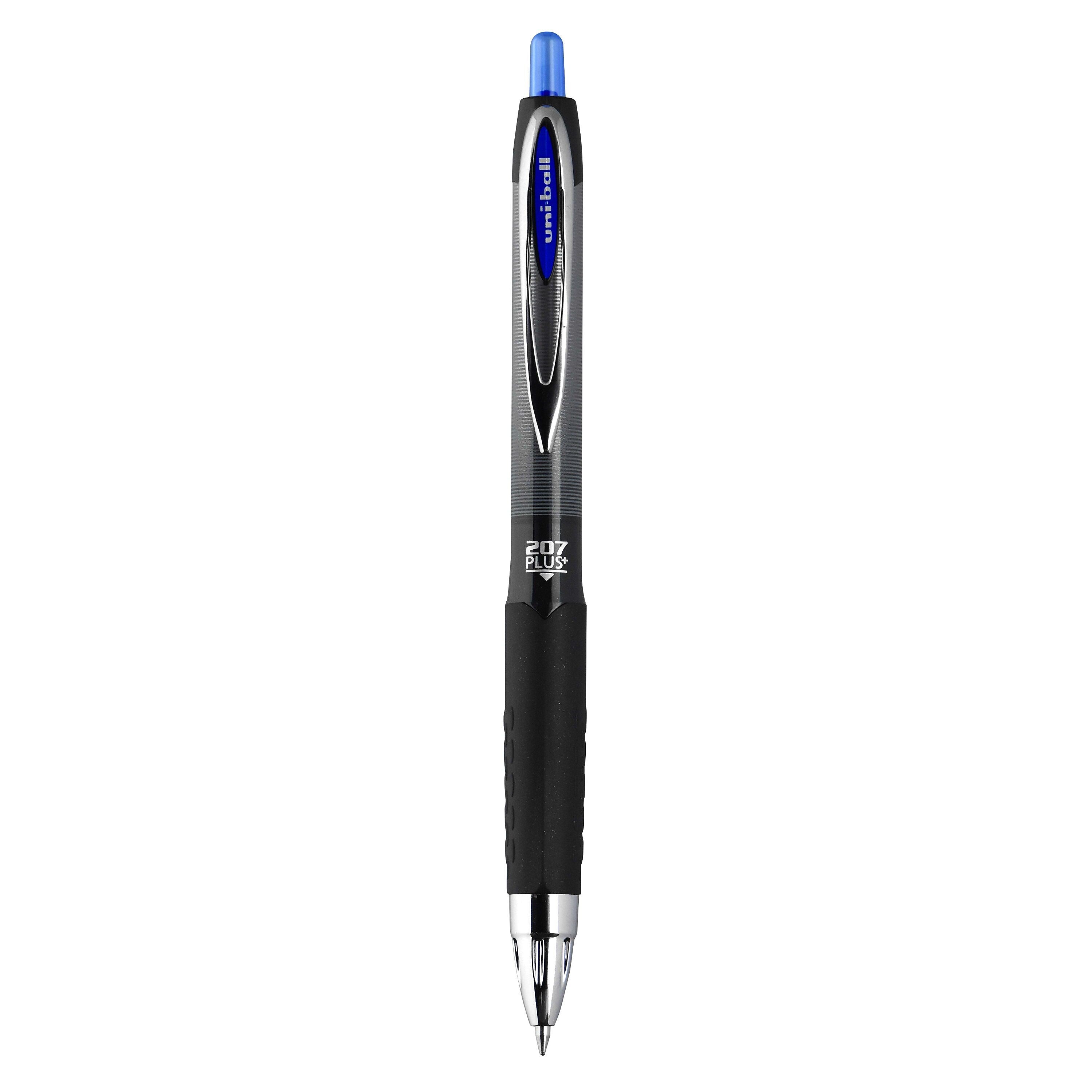 uniball 207 Plus+ Retractable Gel Pens, Medium Point, 0.7mm, Blue Ink, Dozen