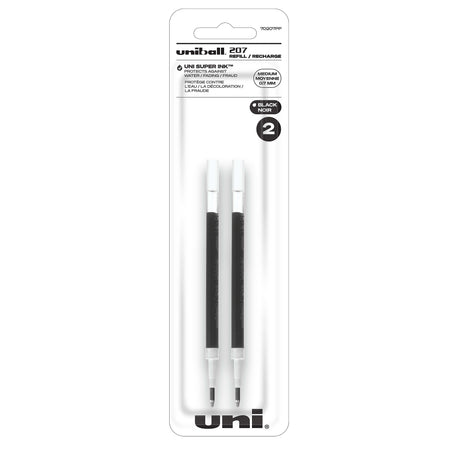 uniball 207 Retractable Gel Pen Refills, Medium Point, 0.7mm, Black Ink, 2/Pack