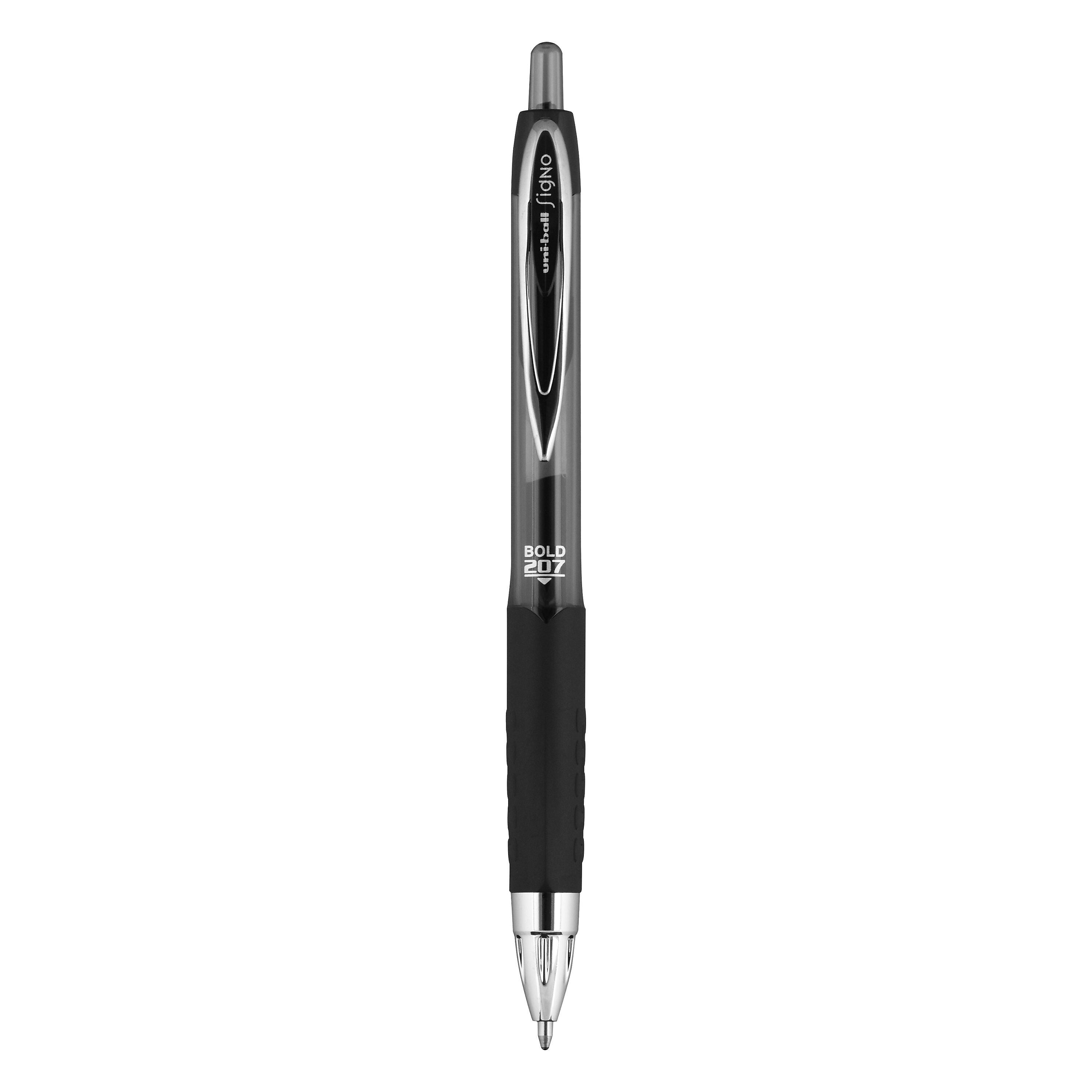 uniball 207 Retractable Gel Pens, Bold Point, 1.0mm, Black Ink, 12/Pack