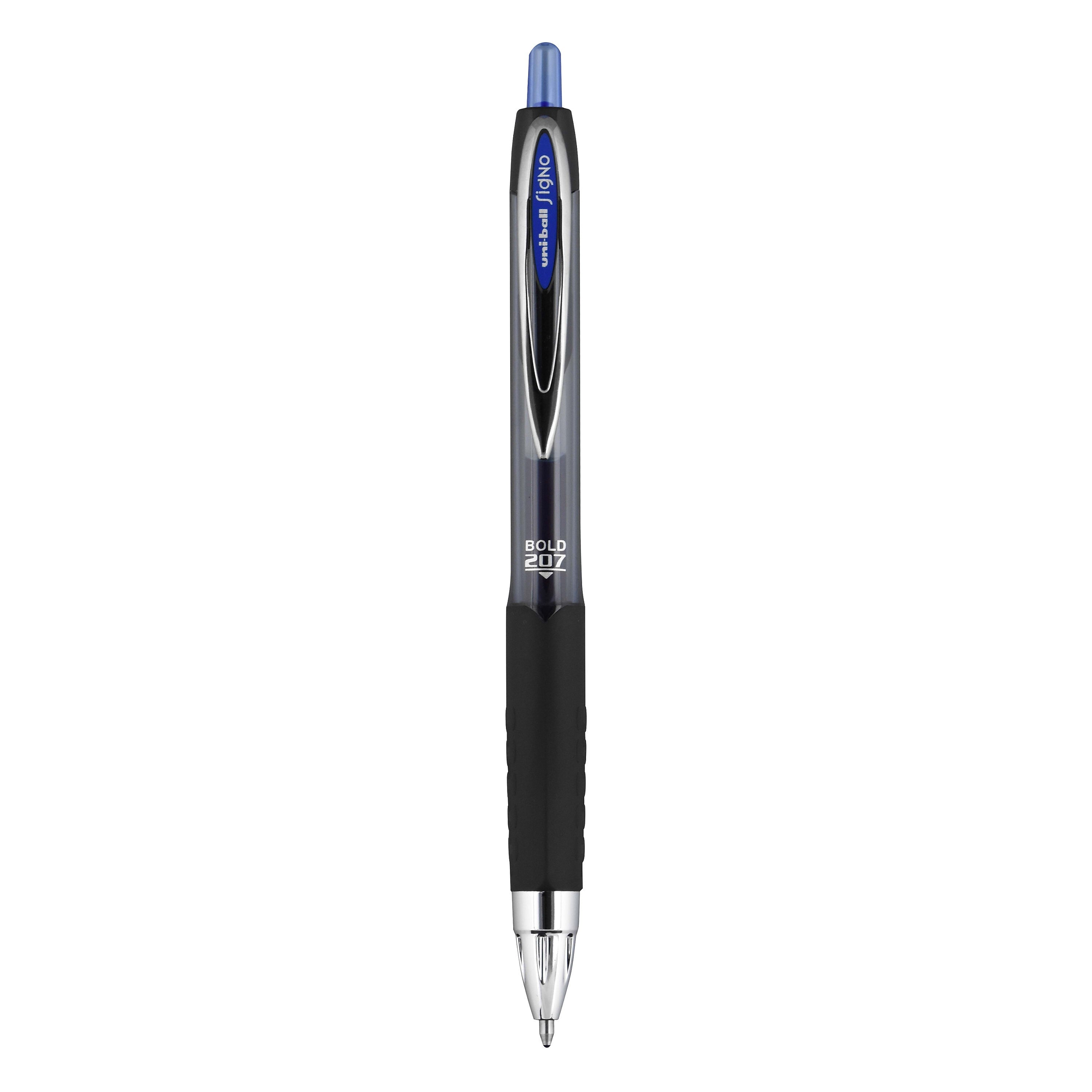 uniball 207 Retractable Gel Pens, Bold Point, 1.0mm, Blue Ink, Dozen