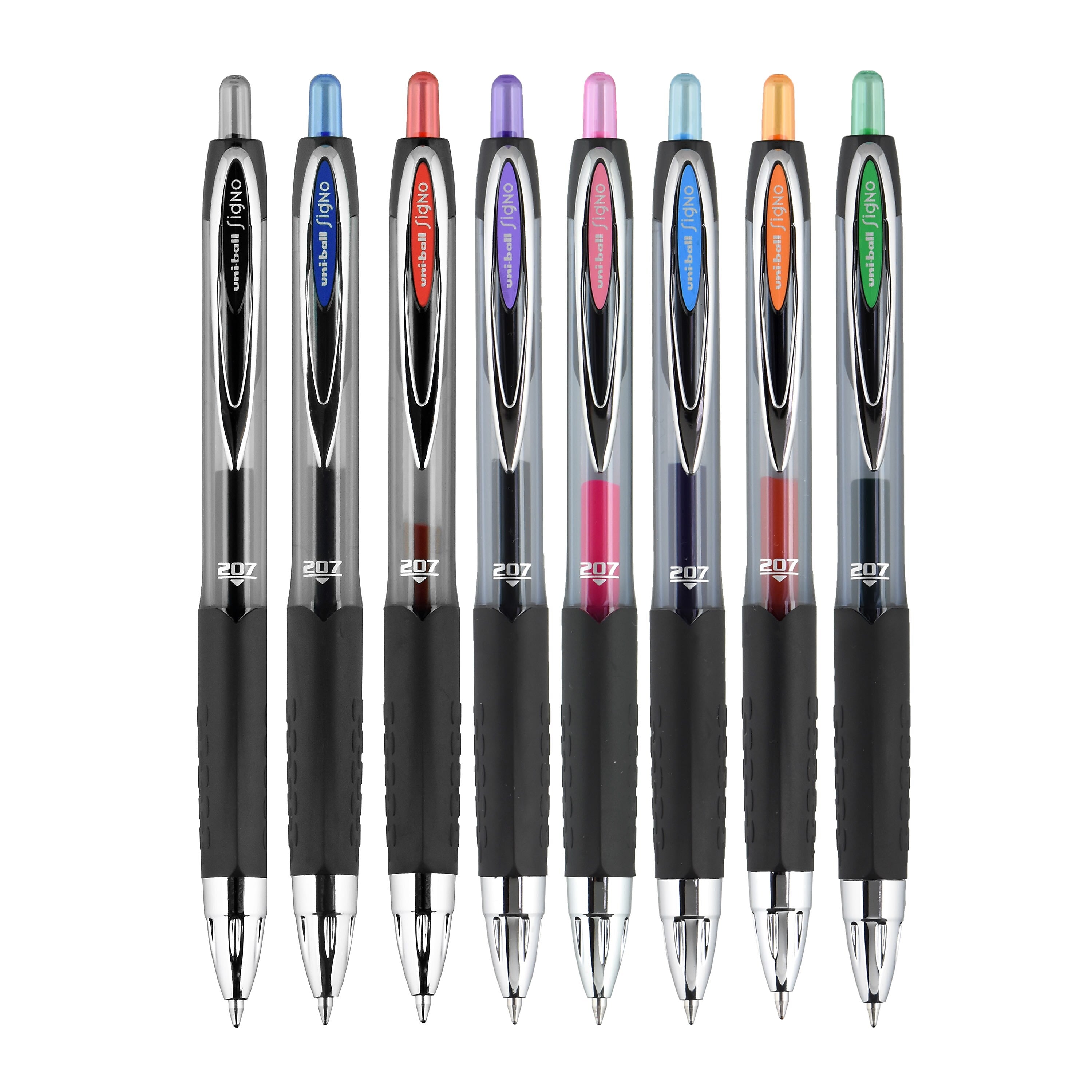 uniball 207 Retractable Gel Pens, Medium Point, 0.7mm, Assorted Ink, 8 Pack