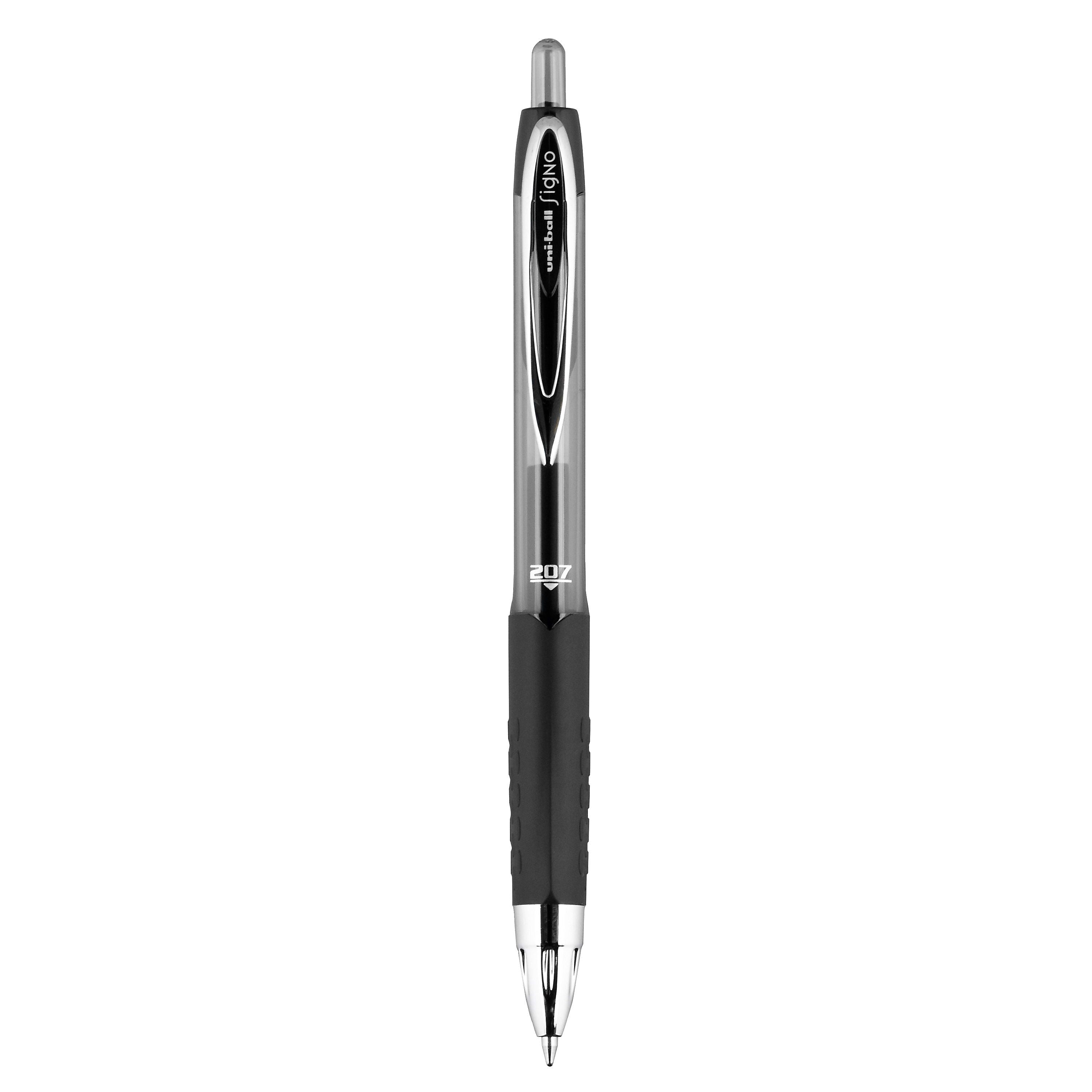 uniball 207 Retractable Gel Pens, Medium Point, 0.7mm, Black Ink, 12/Pack