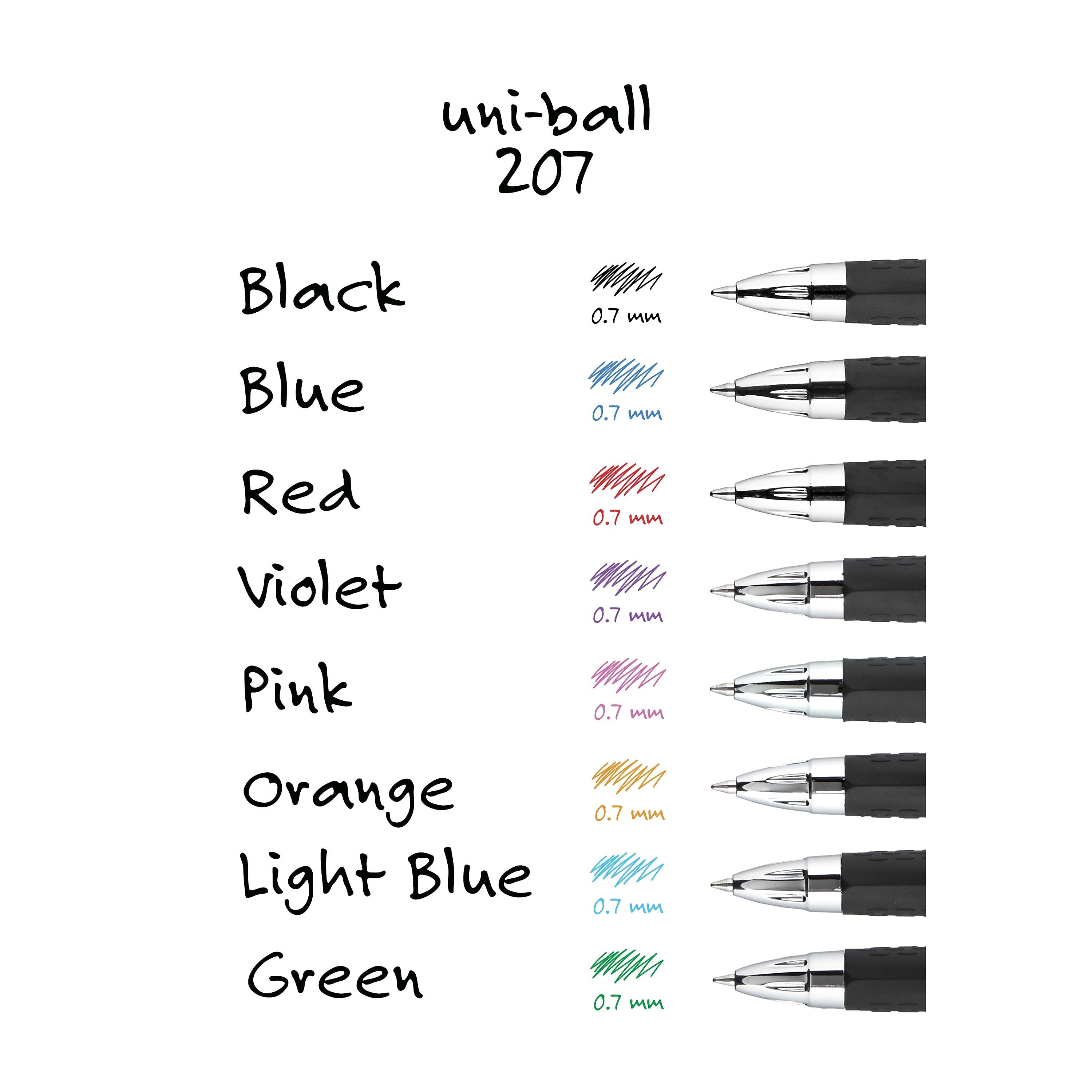 uniball 207 Retractable Gel Pens, Medium Point, 0.7mm, Black Ink, 12/Pack