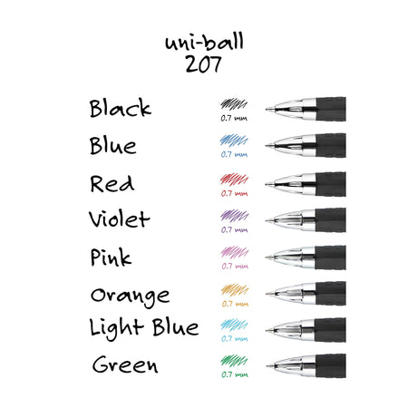 uniball 207 Retractable Gel Pens, Medium Point, 0.7mm, Black Ink, 36/Box