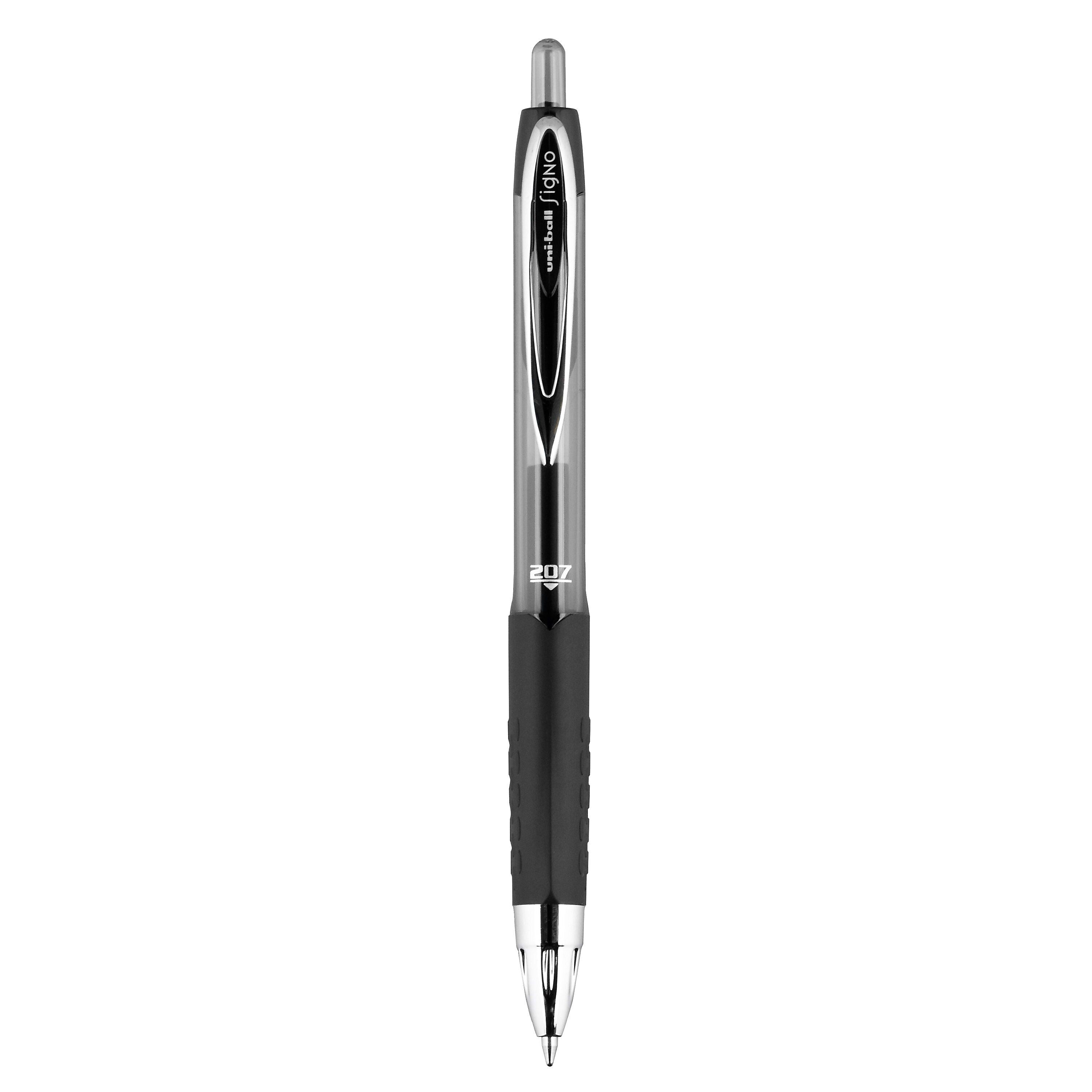 uniball 207 Retractable Gel Pens, Medium Point, 0.7mm, Black Ink, 5/Pack