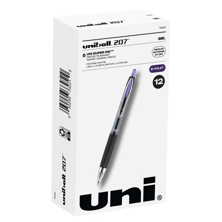 uniball 207 Retractable Gel Pens, Medium Point, 0.7mm, Purple Ink, Dozen