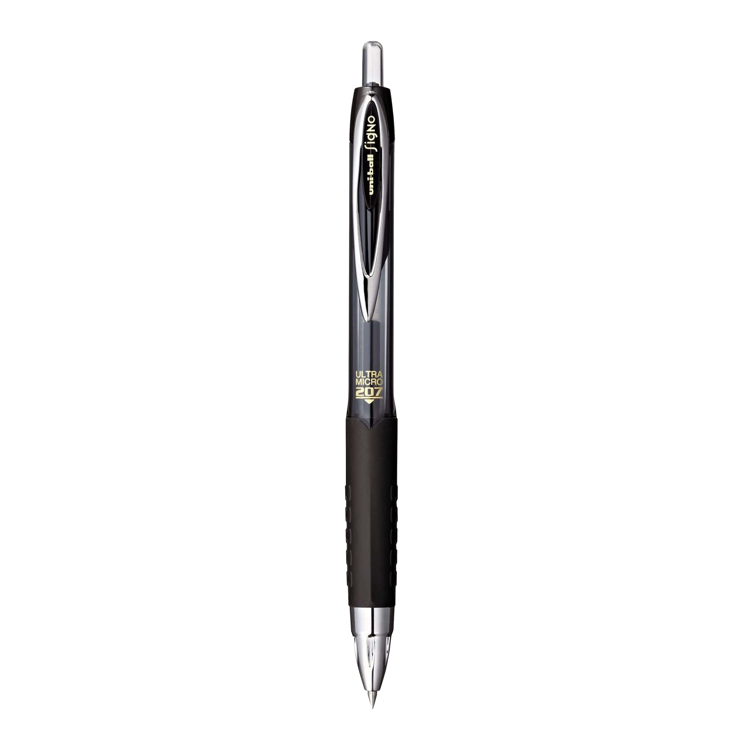 uniball 207 Retractable Gel Pens, Ultra Micro Point, 0.38mm, Black Ink, Dozen