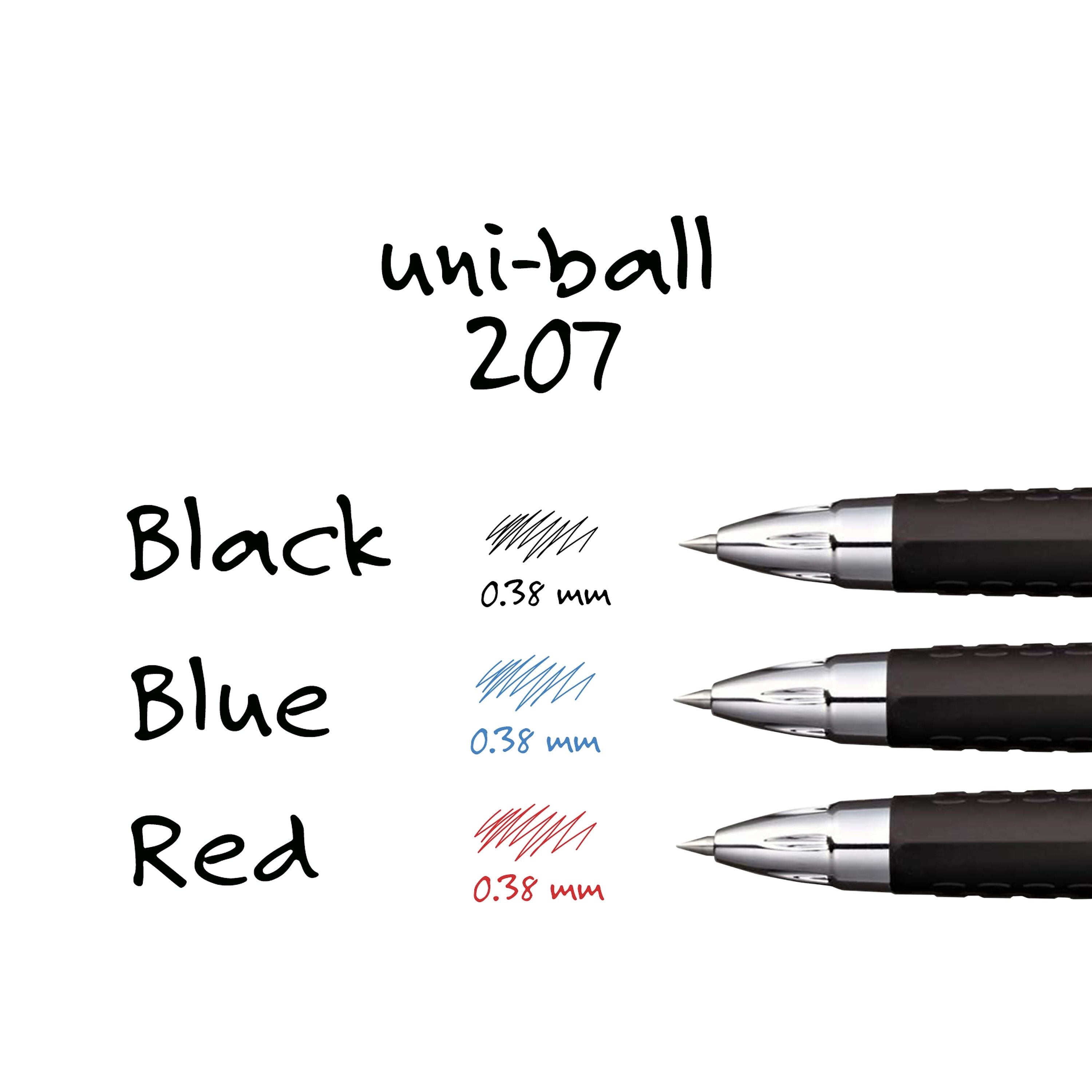 uniball 207 Retractable Gel Pens, Ultra Micro Point, 0.38mm, Black Ink, Dozen
