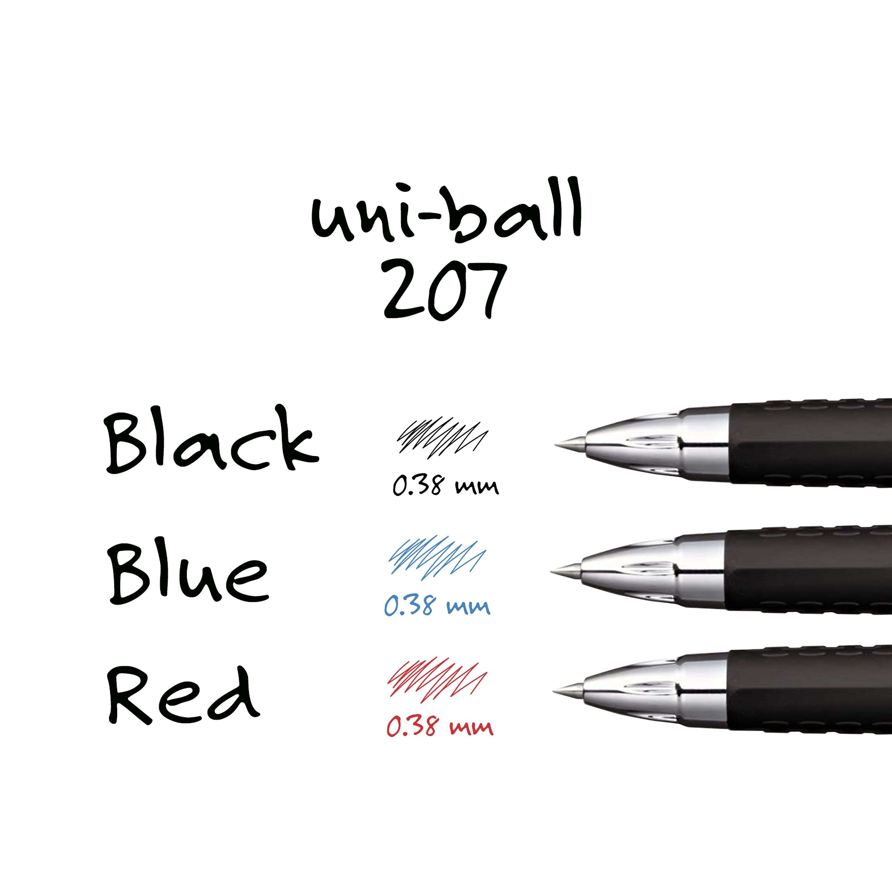 uniball 207 Retractable Gel Pens, Ultra Micro Point, 0.38mm, Blue Ink, 12/Pack