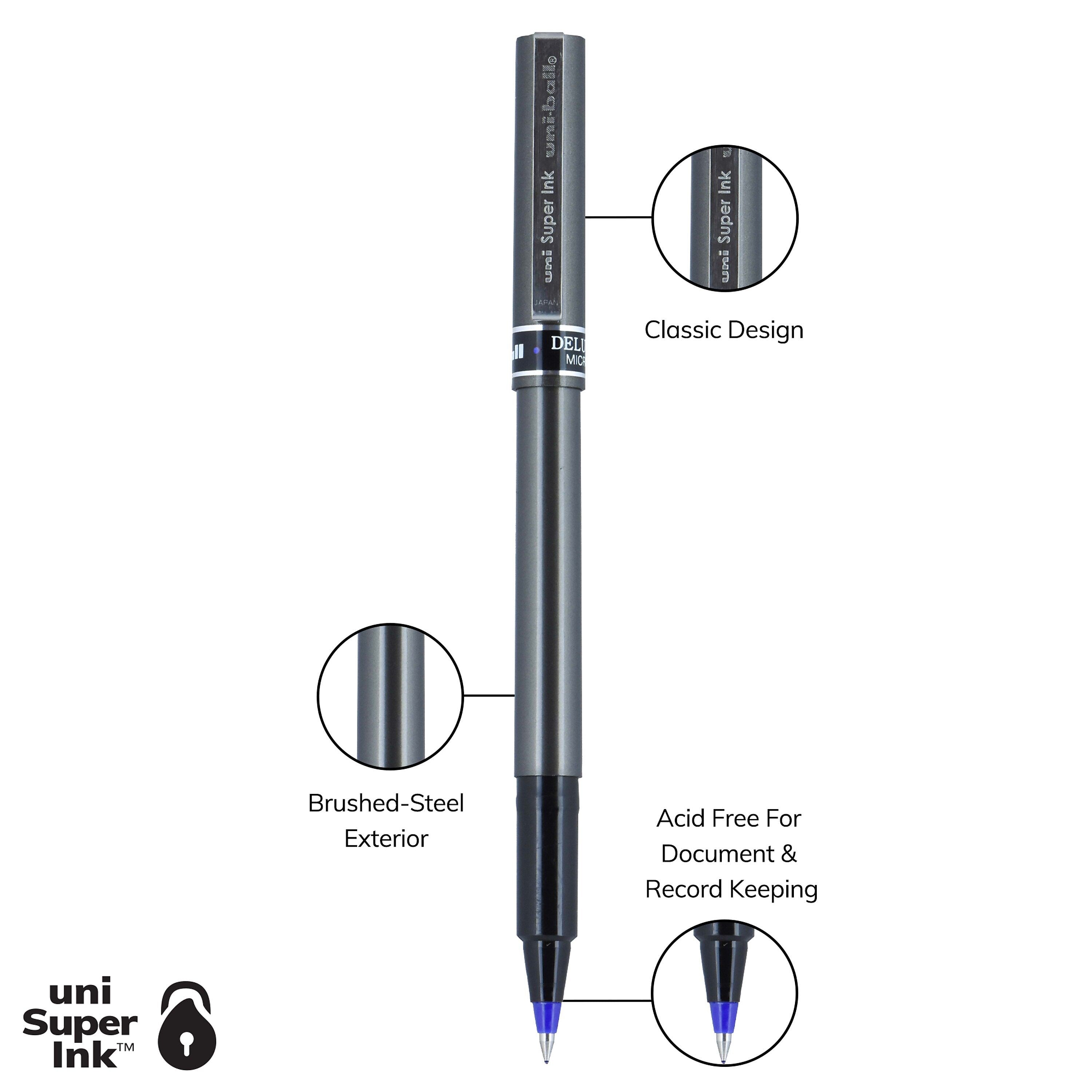 uniball Deluxe Rollerball Pen, Micro Point, 0.5mm, Blue Ink