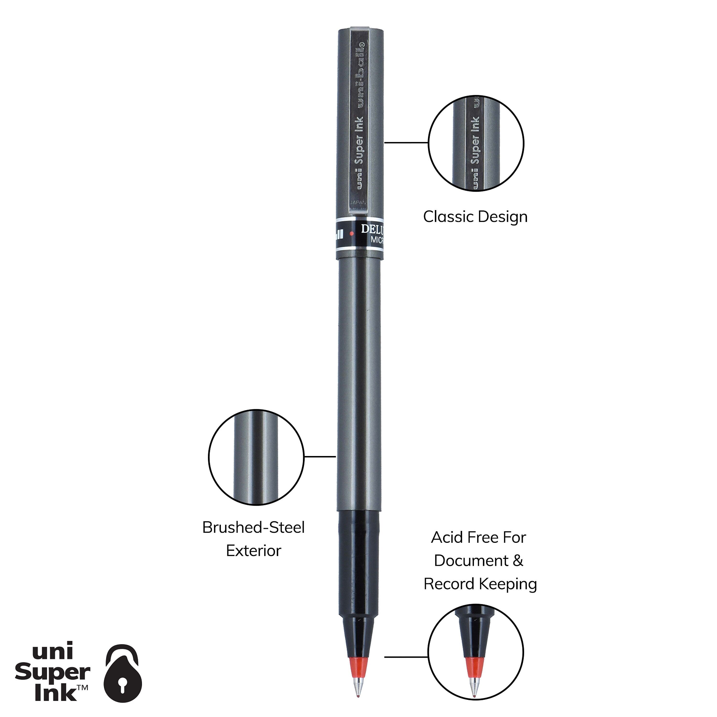 uniball Deluxe Rollerball Pen, Micro Point, 0.5mm, Red Ink