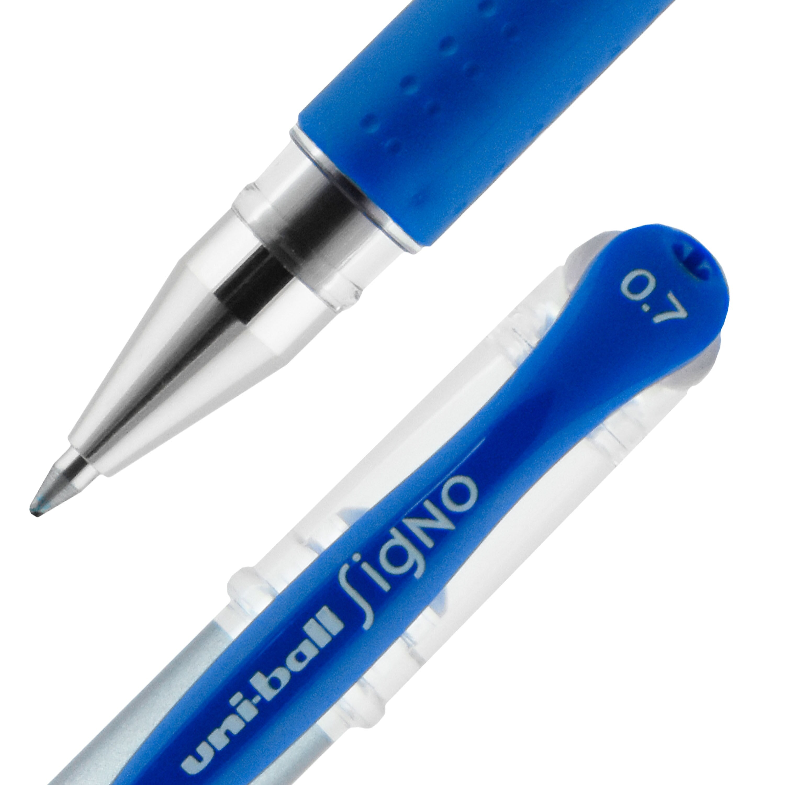 uniball Gel Grip Gel Pens, Medium Point, 0.7mm, Blue Ink, 12/Pack