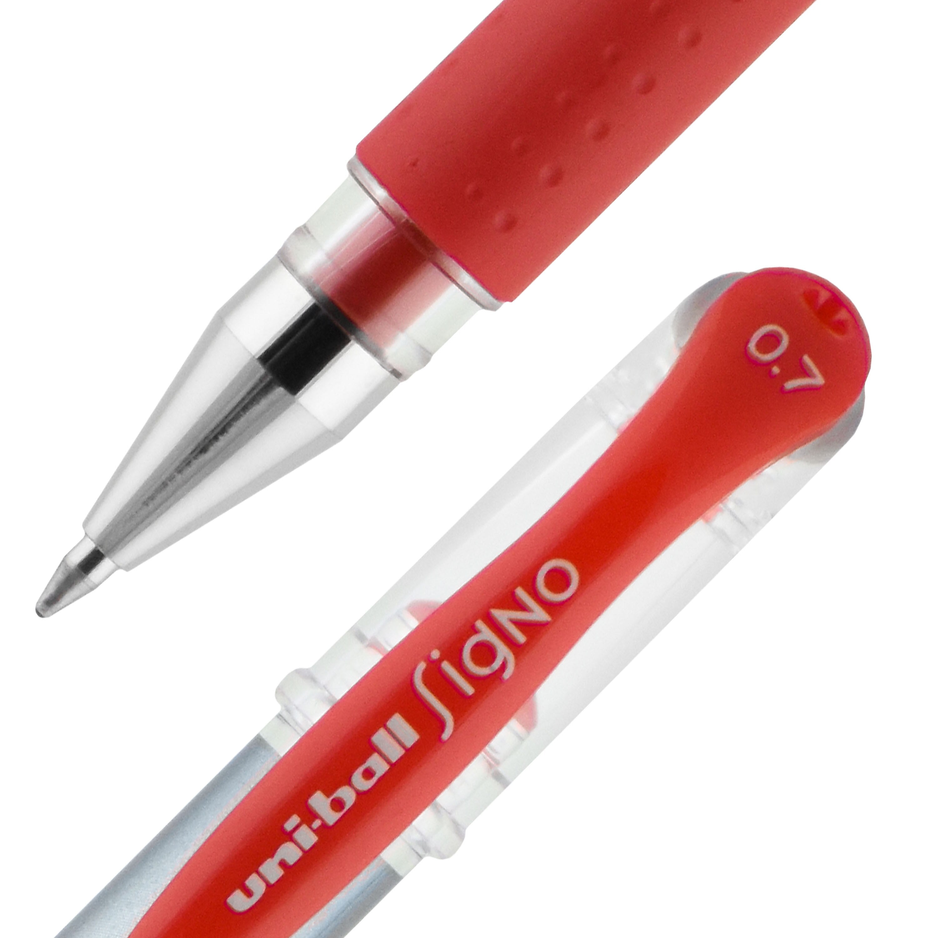 uniball Gel Grip Gel Pens, Medium Point, 0.7mm, Red Ink, 12/Pack