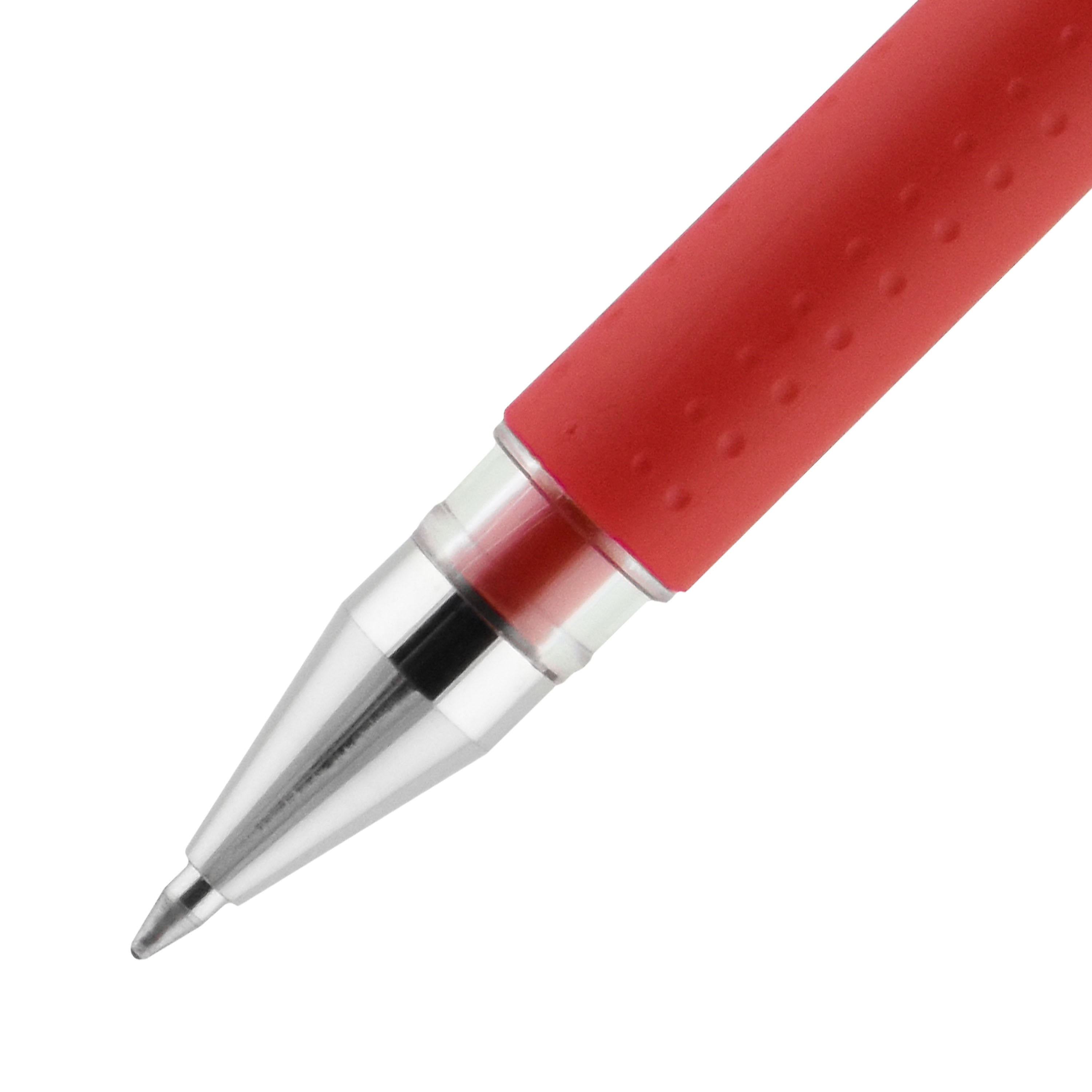 uniball Gel Grip Gel Pens, Medium Point, 0.7mm, Red Ink, 12/Pack