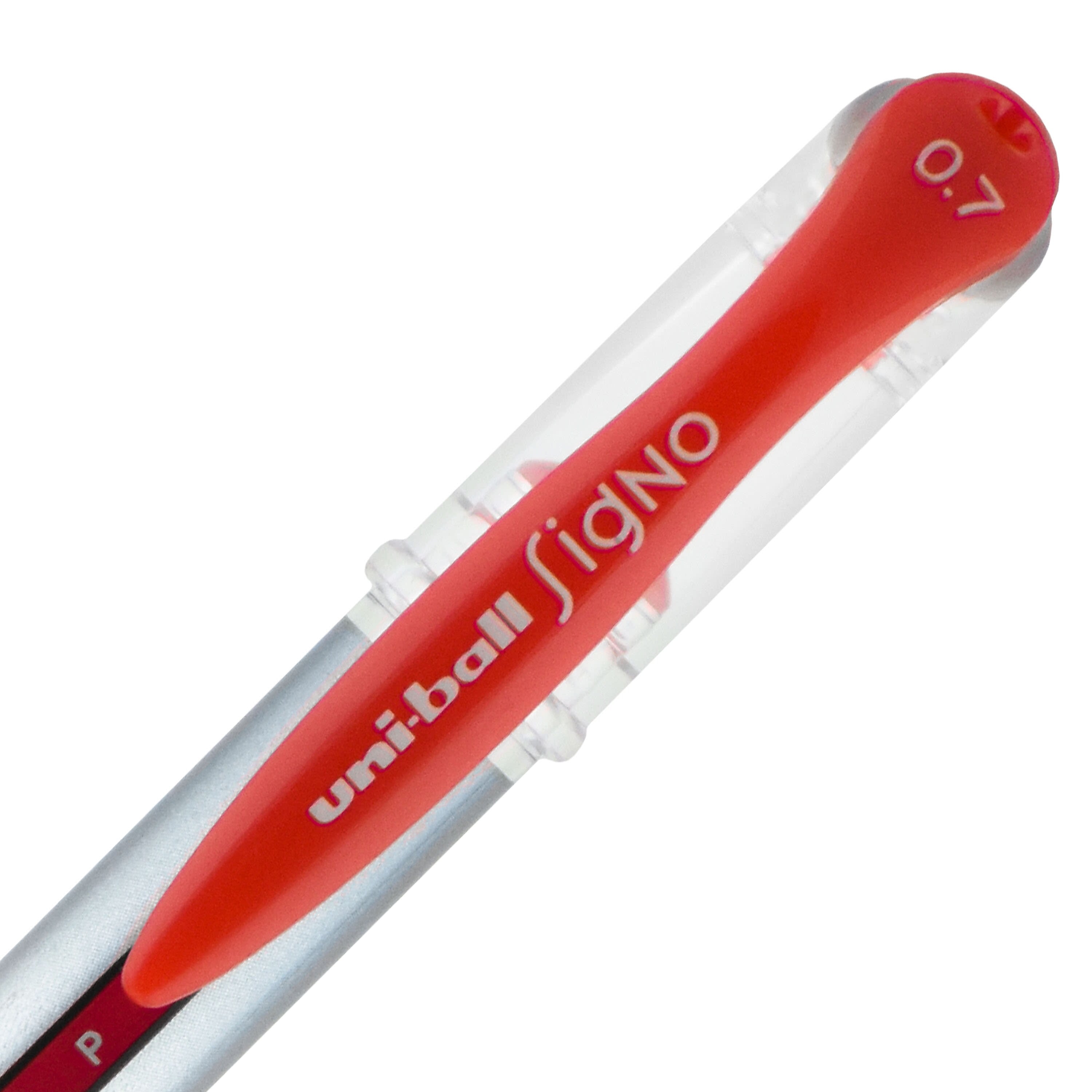 uniball Gel Grip Gel Pens, Medium Point, 0.7mm, Red Ink, 12/Pack