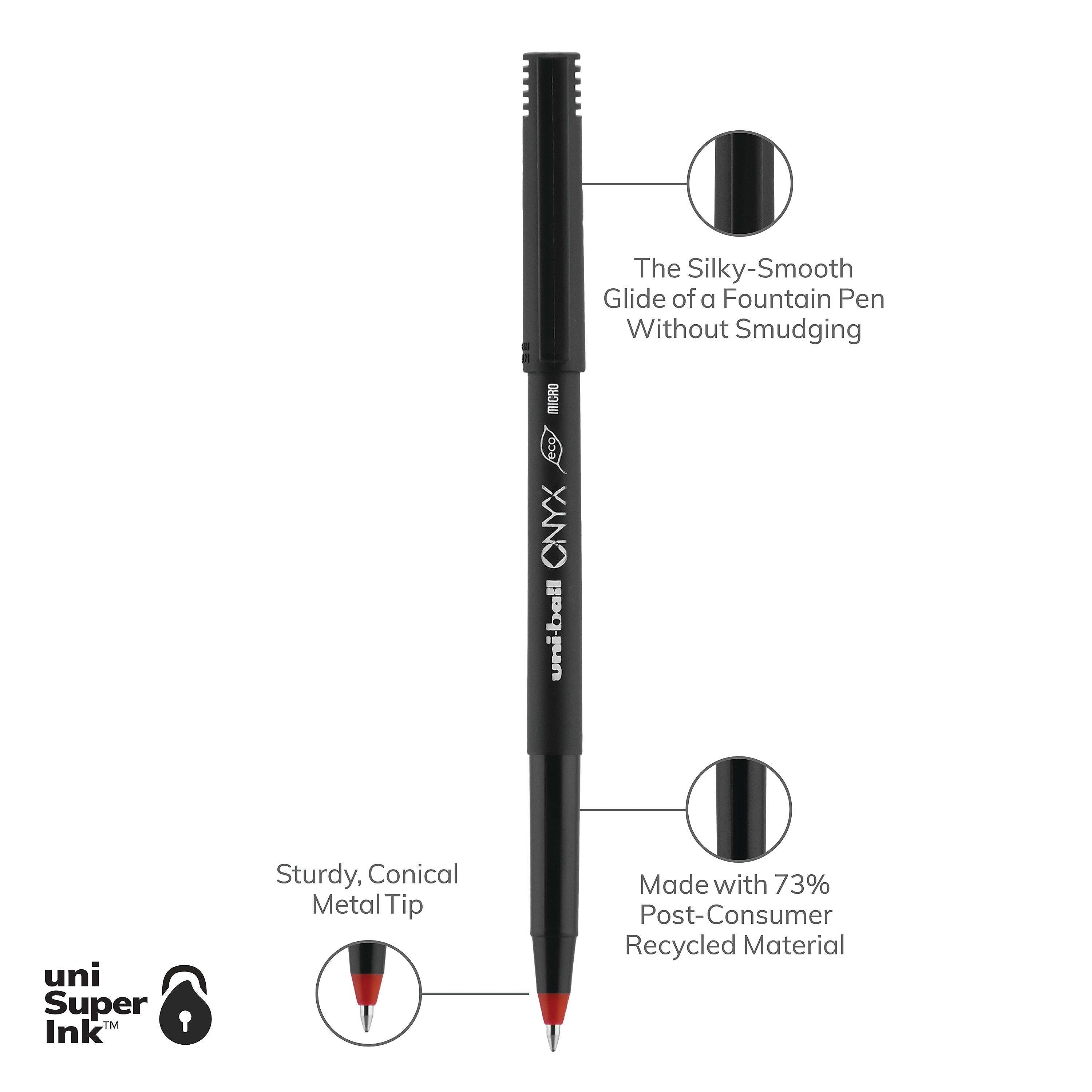 uniball Onyx Rollerball Pen, Micro Point, 0.5mm, Red Ink, Dozen