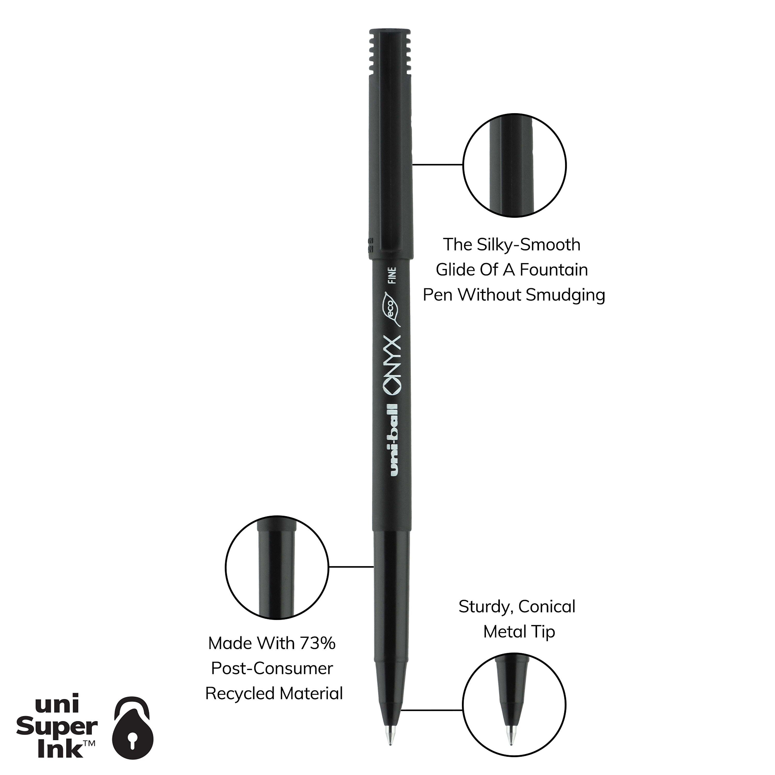 uniball Onyx Rollerball Pens, Fine Point, 0.7mm, Black Ink, Dozen