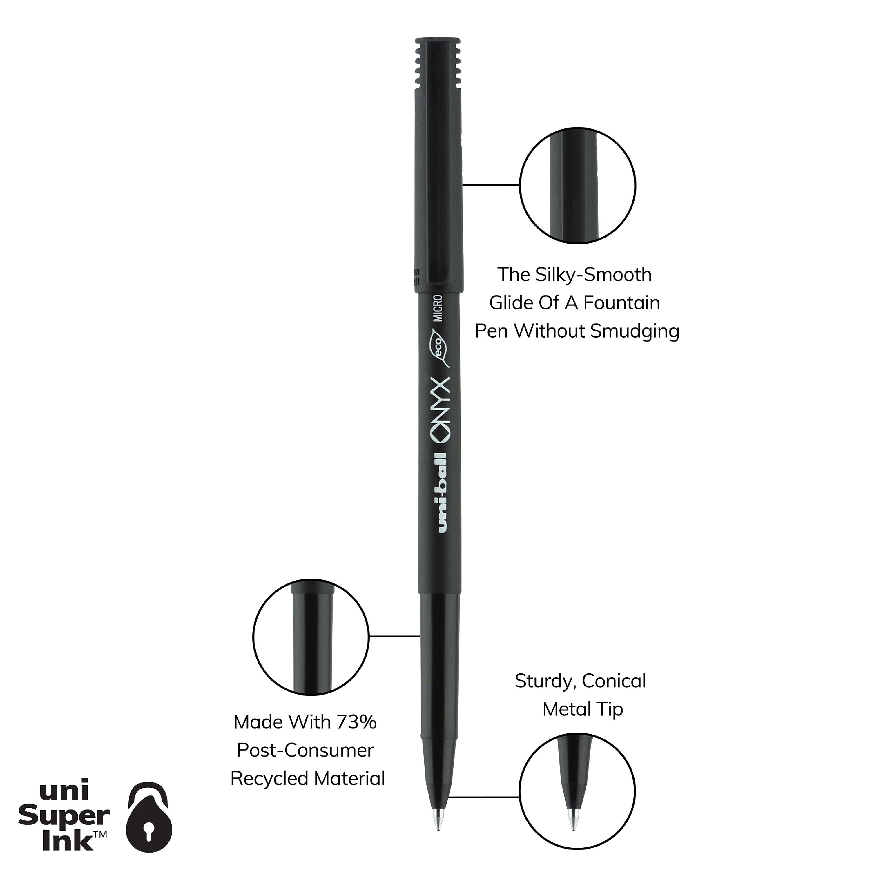 uniball Onyx Rollerball Pens, Micro Point, 0.5mm, Black Ink, Dozen