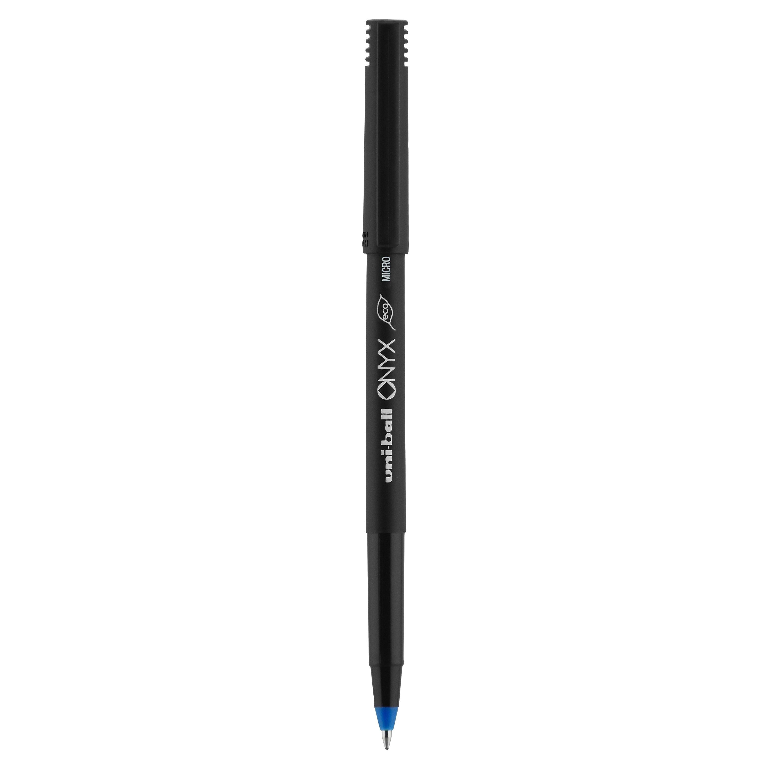 uniball Onyx Rollerball Pens, Micro Point, 0.5mm, Blue Ink, Dozen