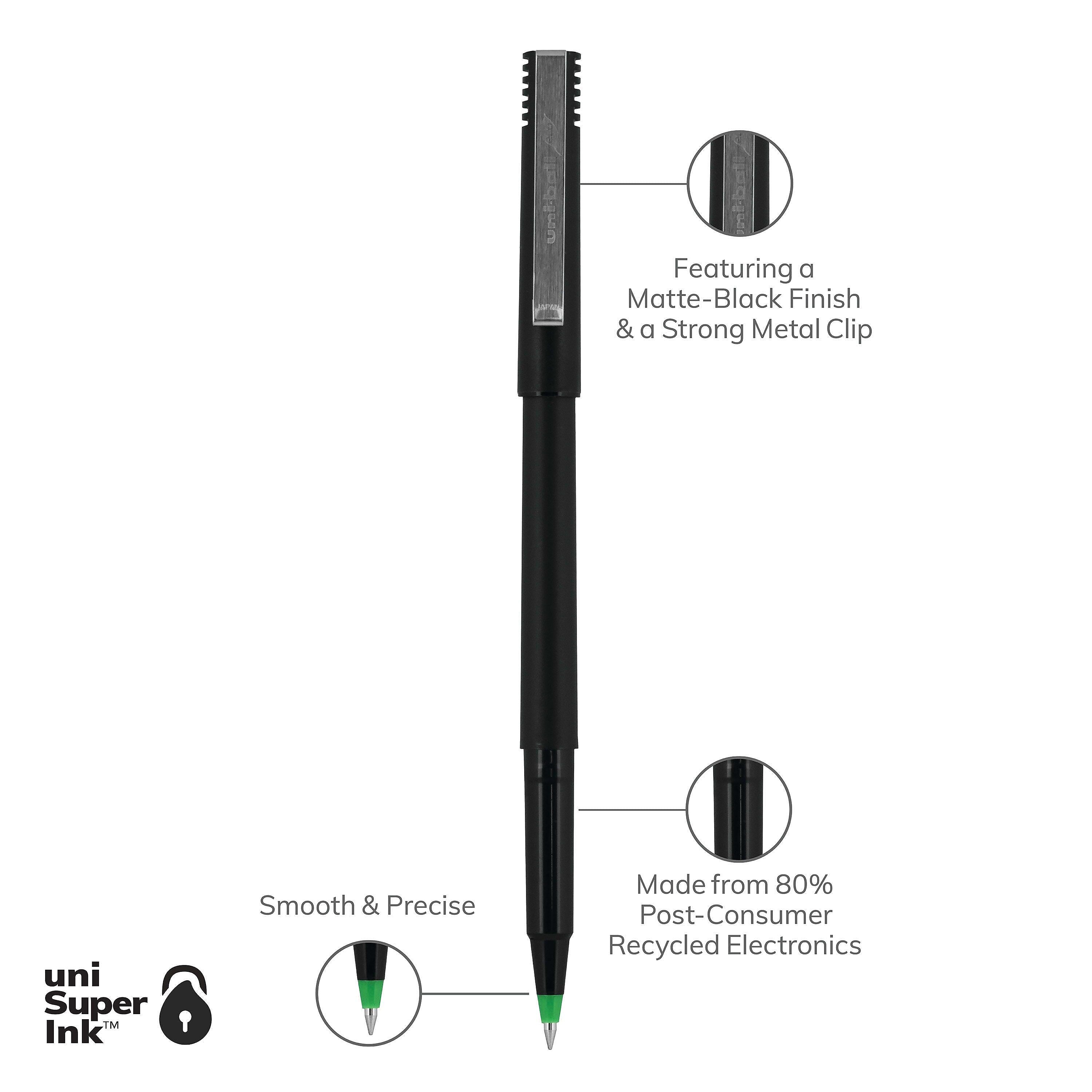 uniball Roller Pen, Micro Point, 0.5mm, Green Ink, Dozen