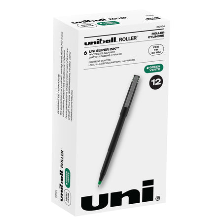 uniball Roller Rollerball Pens, Fine Point, 0.7mm, Green Ink, Dozen