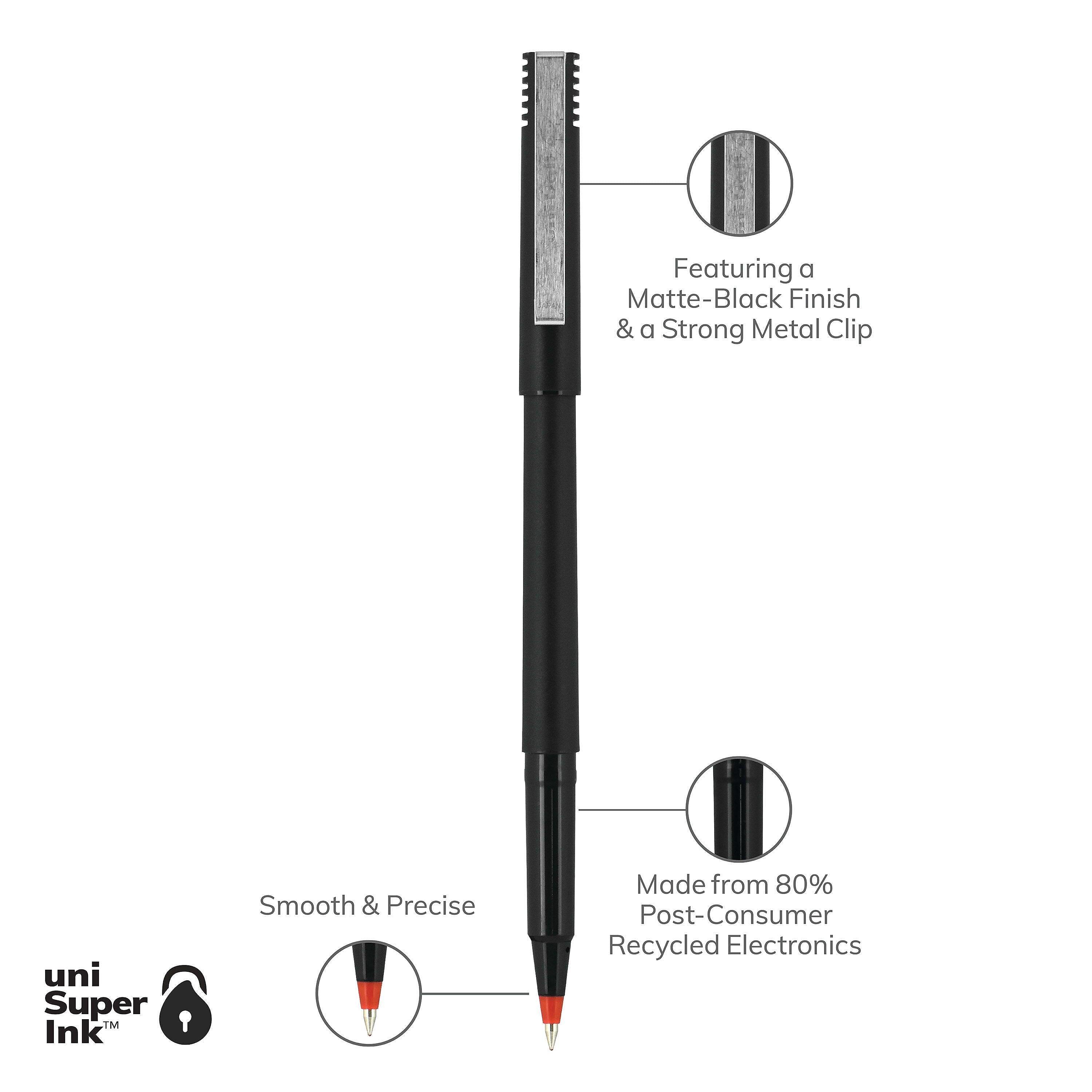 uniball Roller Rollerball Pens, Micro Point, 0.5mm, Red Ink