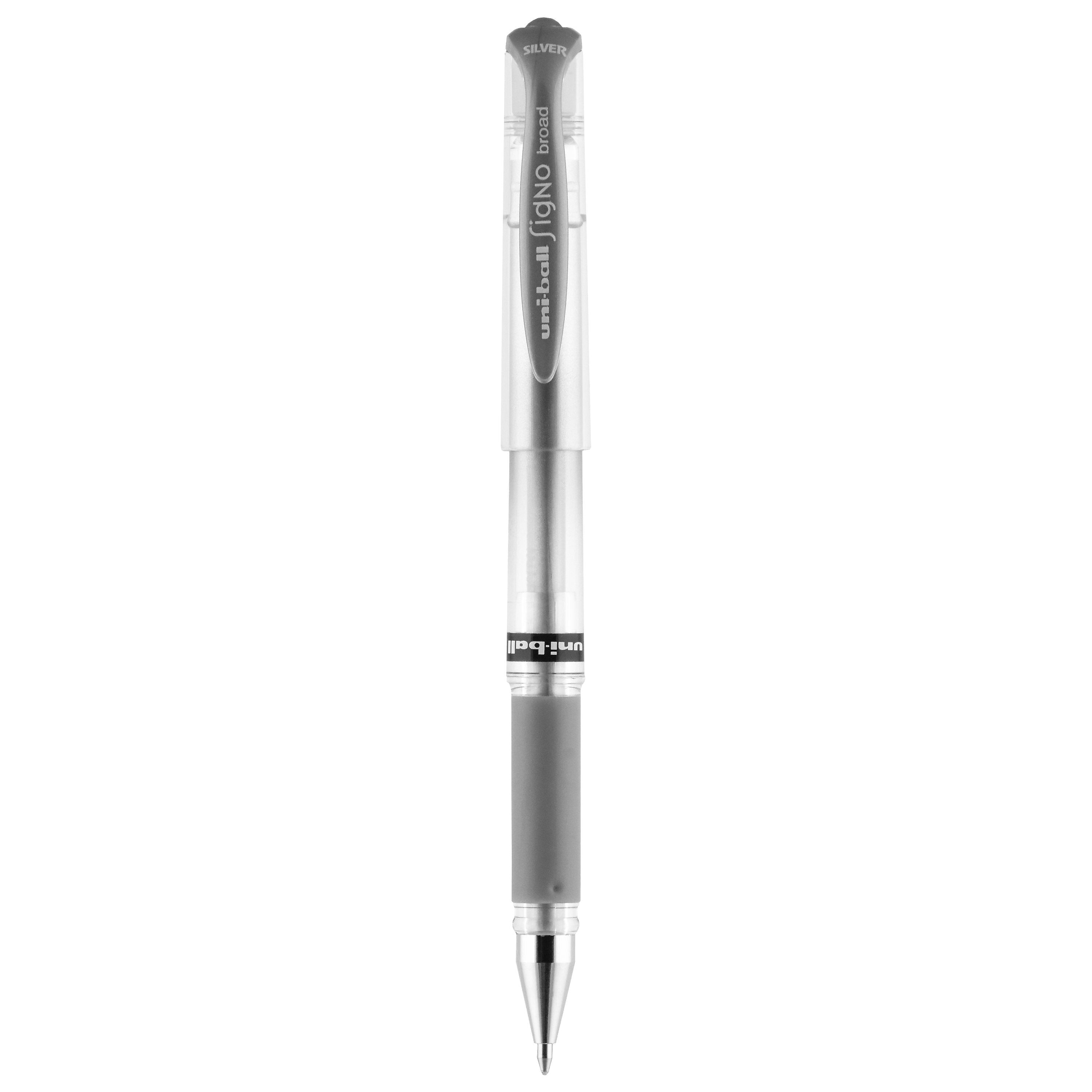 uniball Signo Gel Impact Pens, Bold Point, 1.0mm, Silver Ink