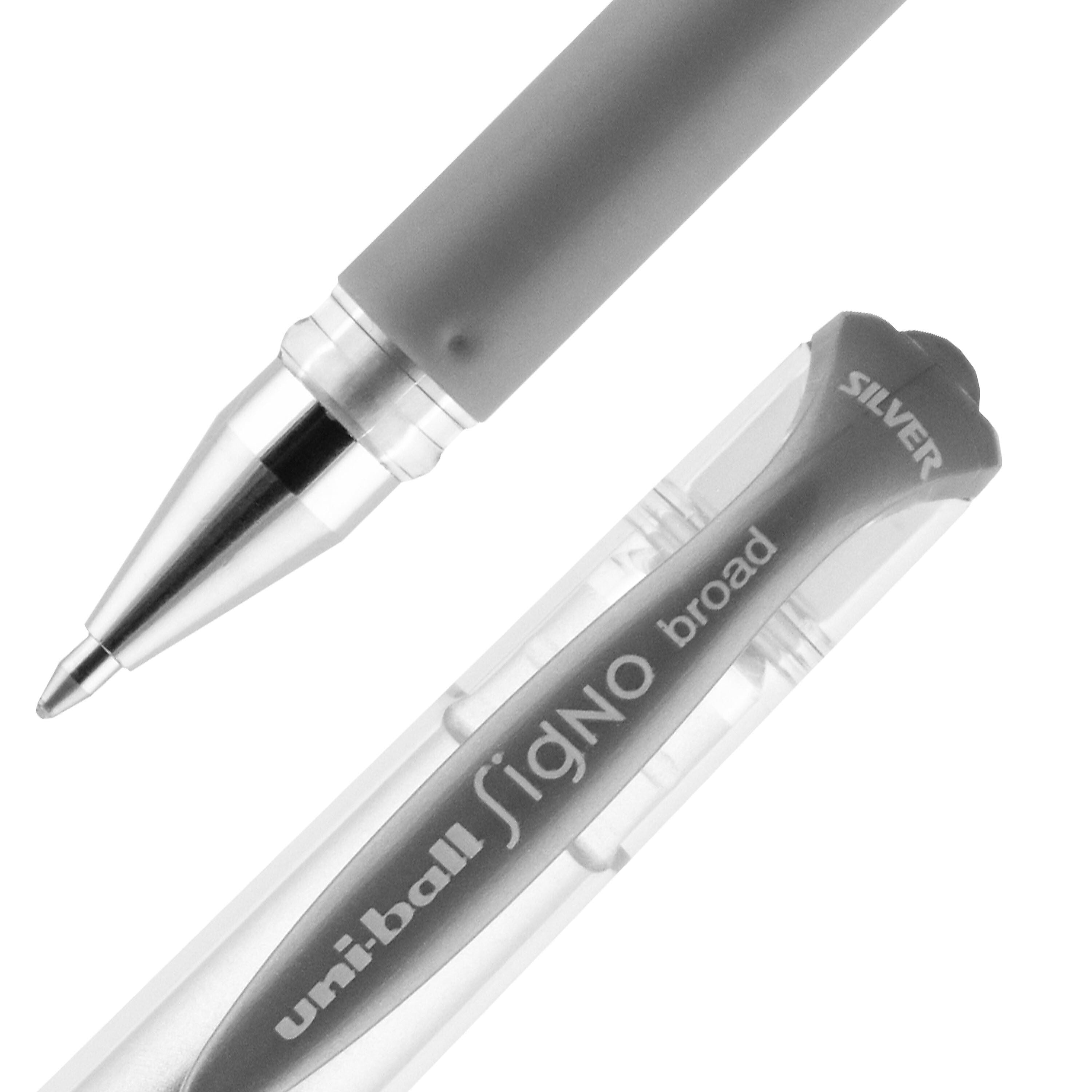 uniball Signo Gel Impact Pens, Bold Point, 1.0mm, Silver Ink