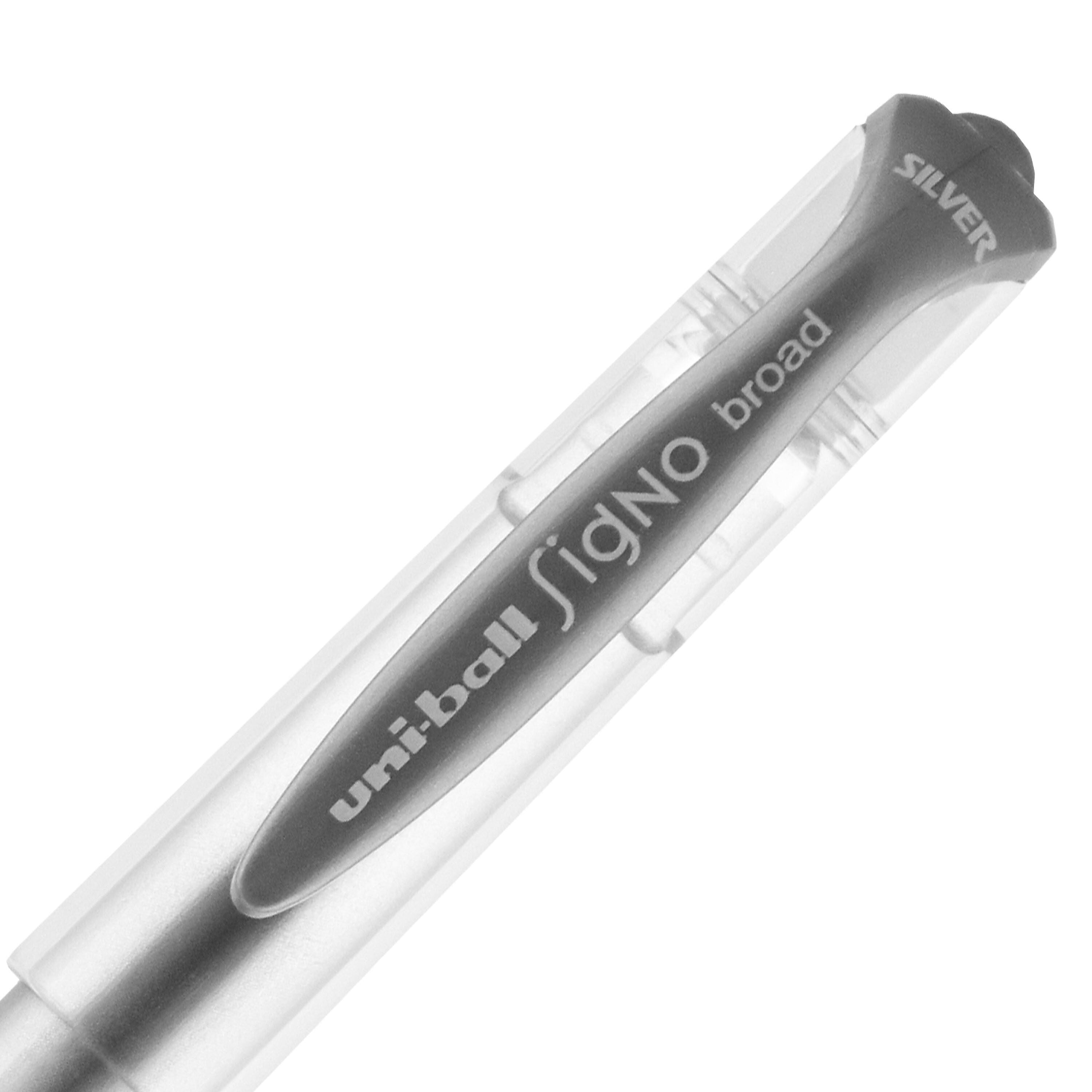 uniball Signo Gel Impact Pens, Bold Point, 1.0mm, Silver Ink