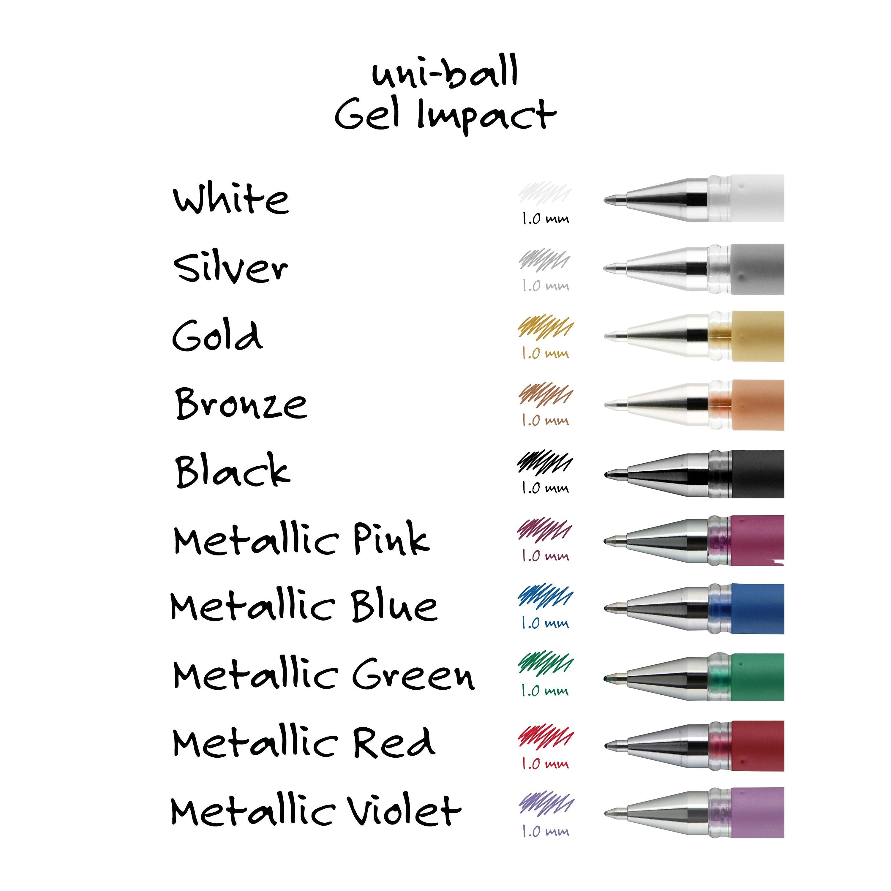 uniball Signo Gel Impact Pens, Bold Point, 1.0mm, Silver Ink