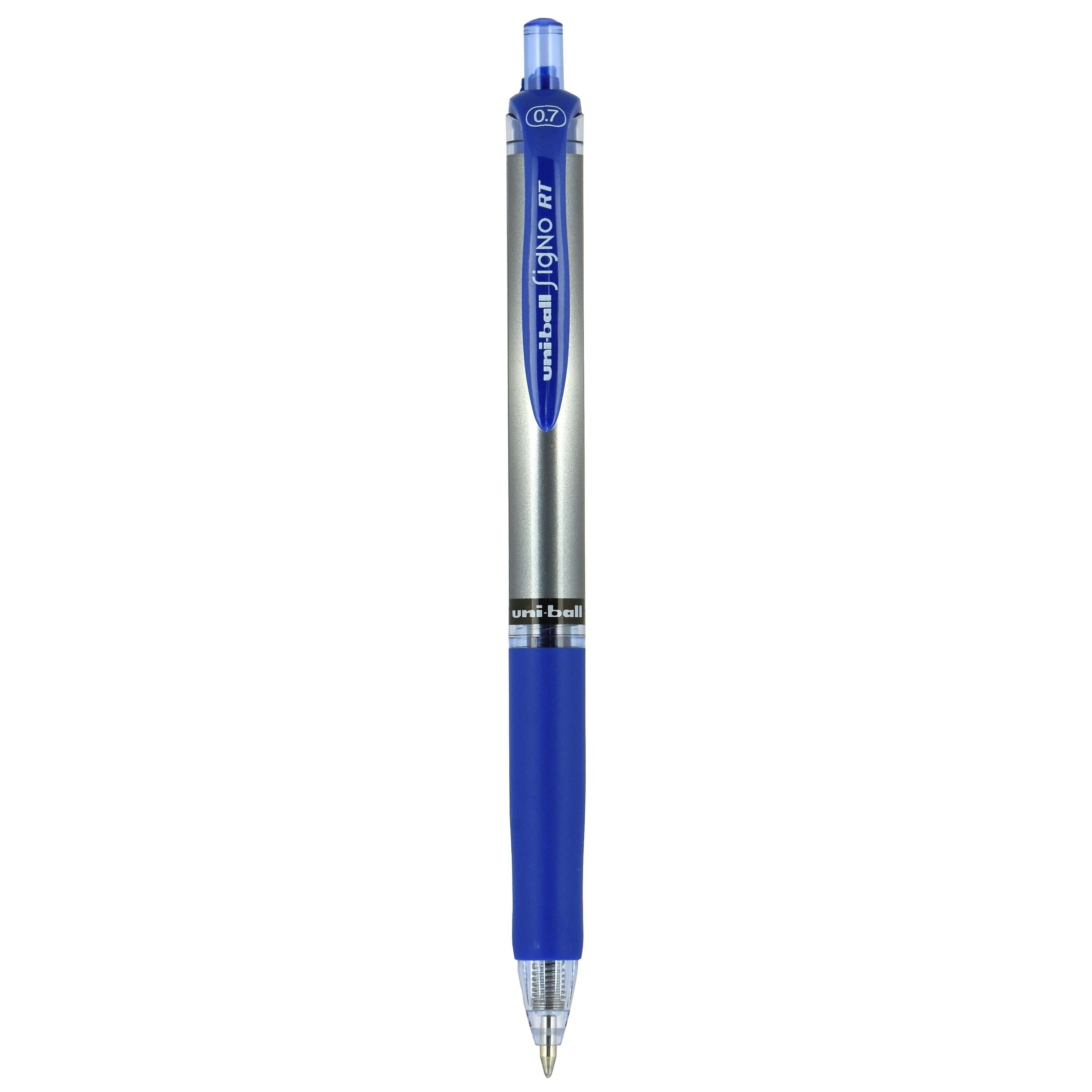 uniball Signo RT Gel Pens, Medium Point, 0.7mm, Blue Ink, Dozen