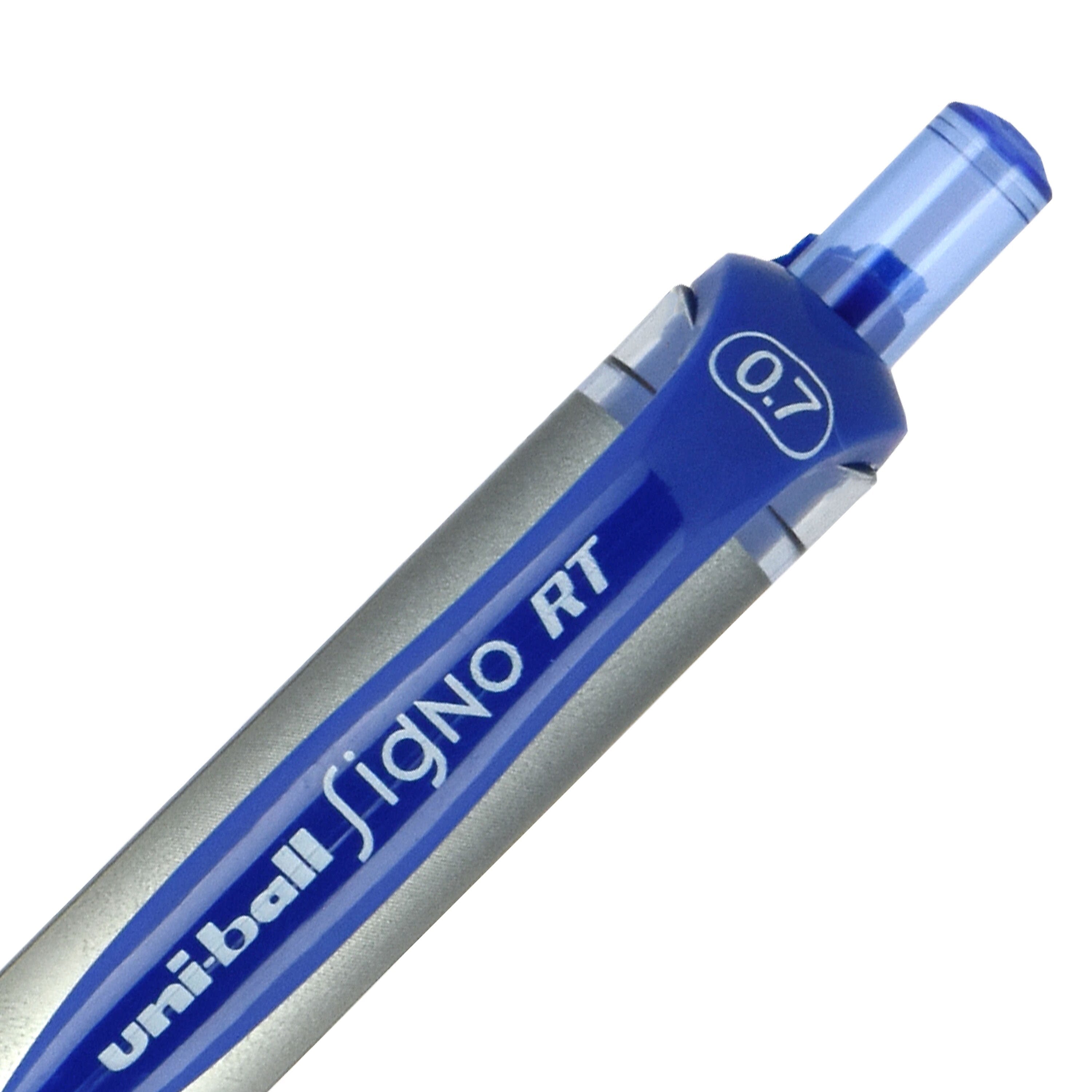 uniball Signo RT Gel Pens, Medium Point, 0.7mm, Blue Ink, Dozen
