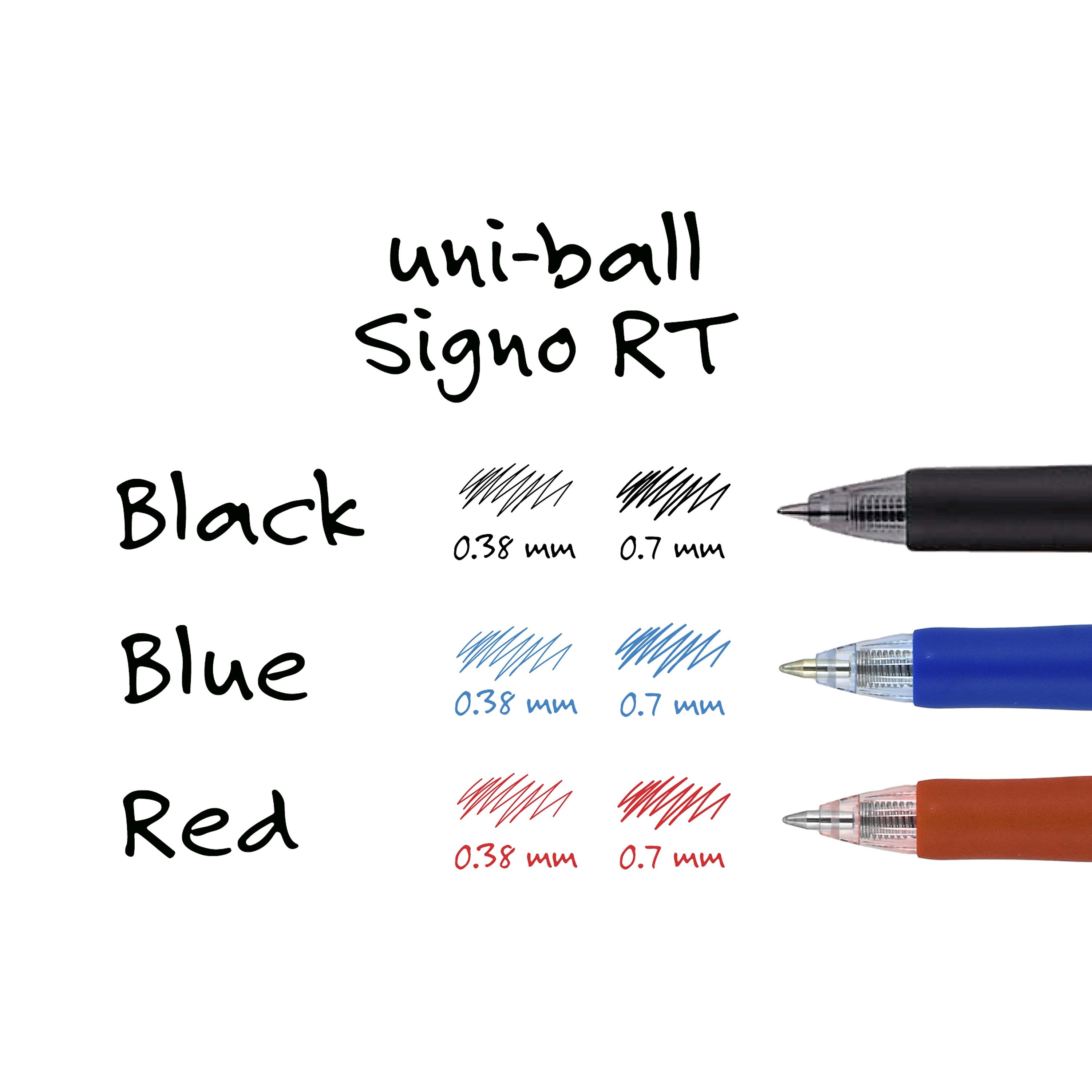 uniball Signo RT Gel Pens, Medium Point, 0.7mm, Blue Ink, Dozen