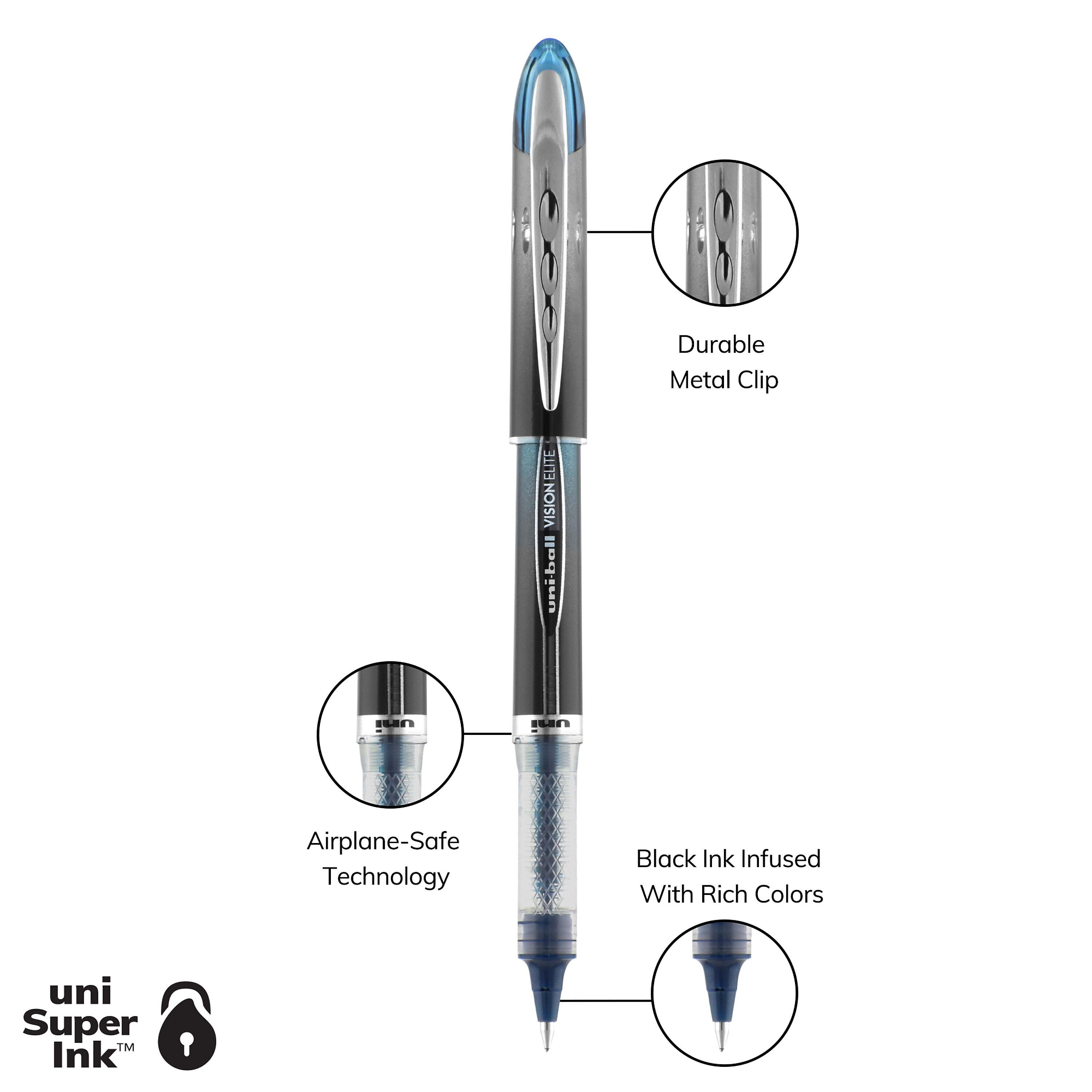 uniball Vision Elite BLX Rollerball Pens, Micro Point, 0.5mm, Blue Ink