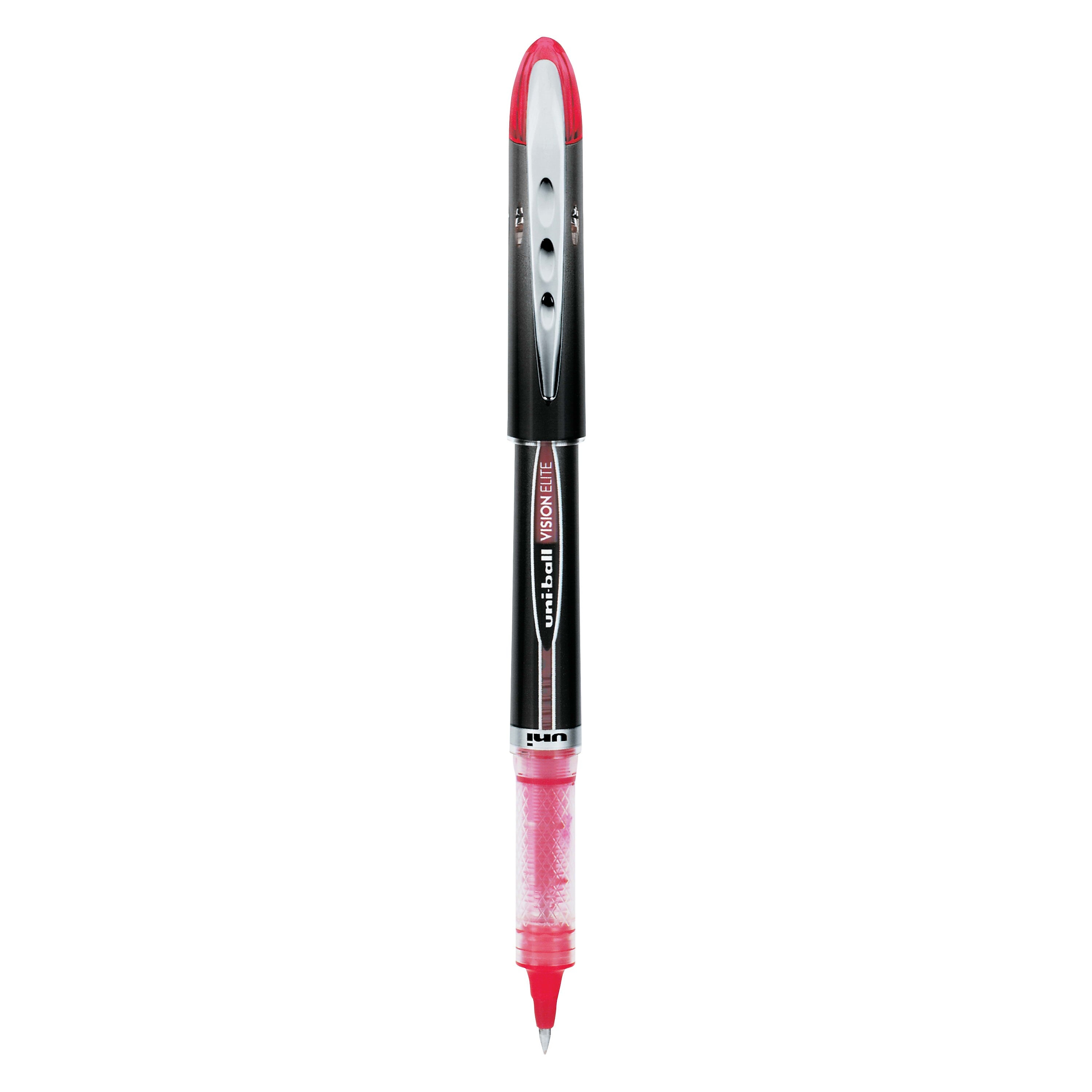 uniball Vision Elite Rollerball Pens, Micro Point, 0.5mm, Red Ink, Dozen