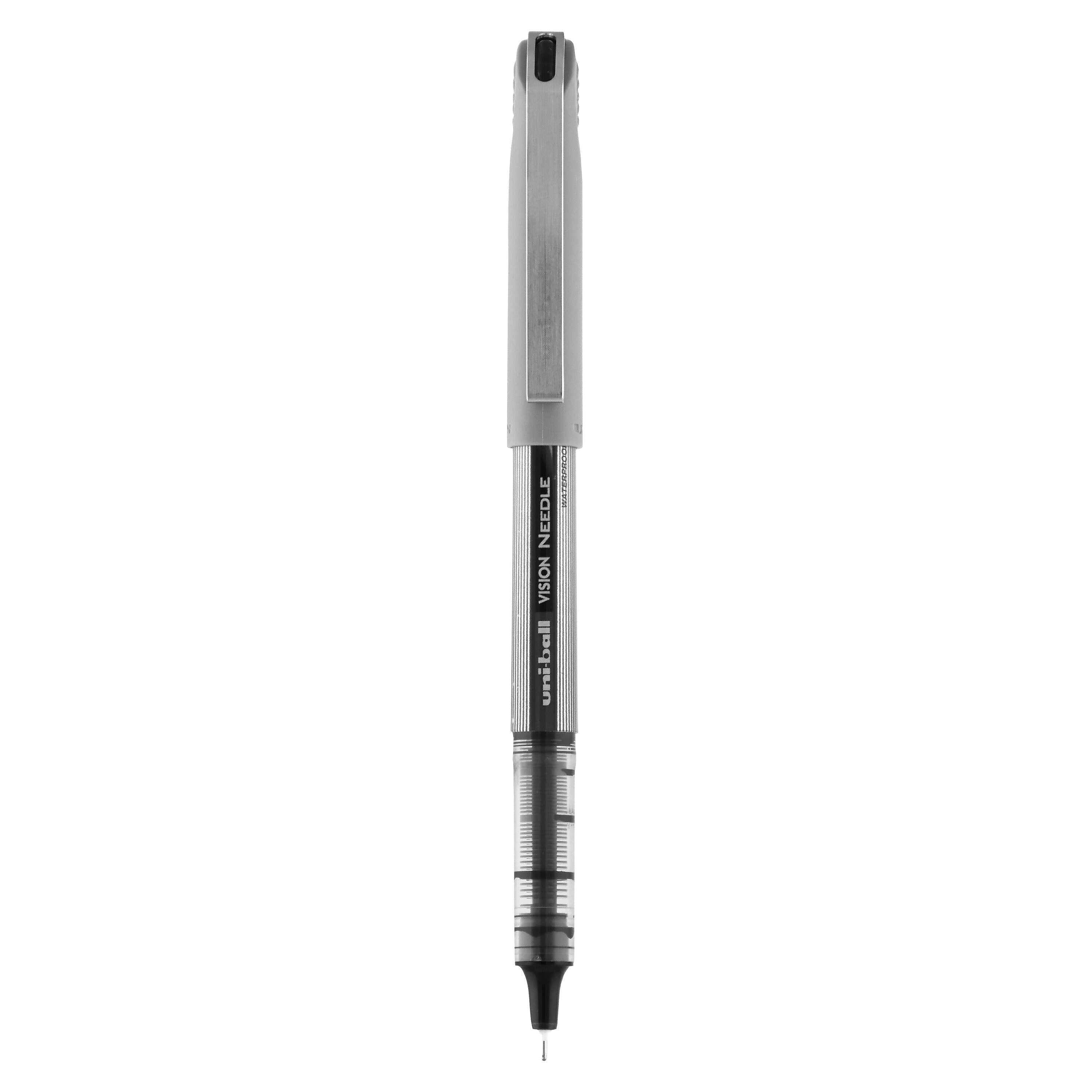 uniball Vision Needle Rollerball Pens, Fine Point, 0.7mm, Black Ink, Dozen