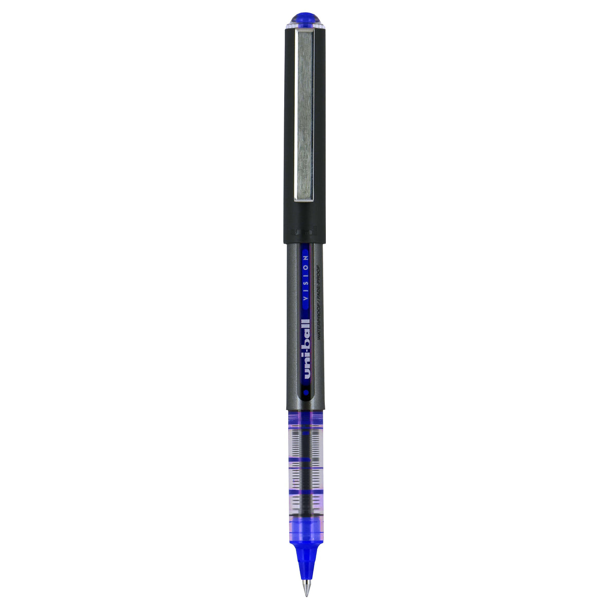 uniball Vision Rollerball Pen, Micro Point, 0.5mm, Blue Ink, Dozen