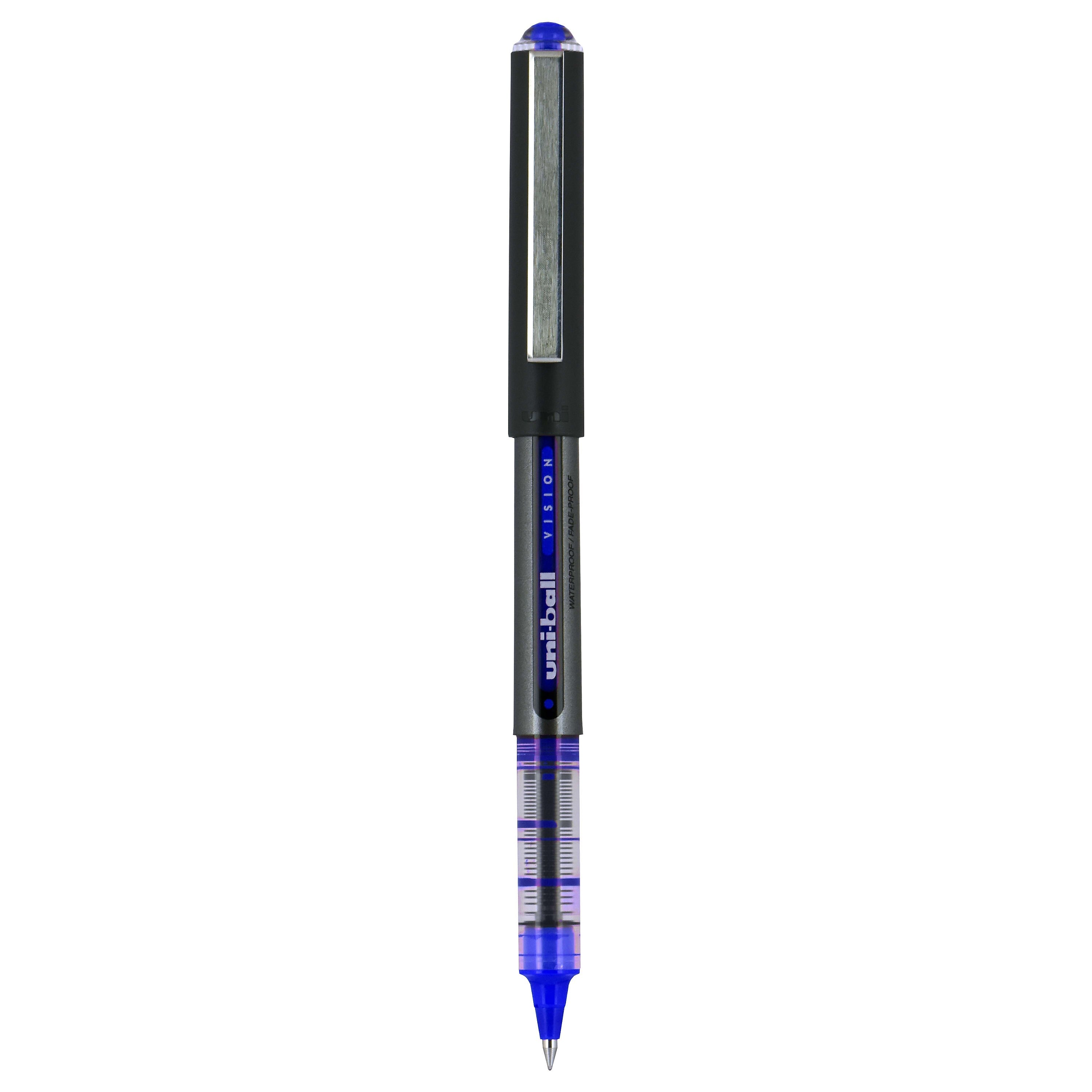 uniball Vision Rollerball Pen, Micro Point, 0.5mm, Blue Ink, Dozen